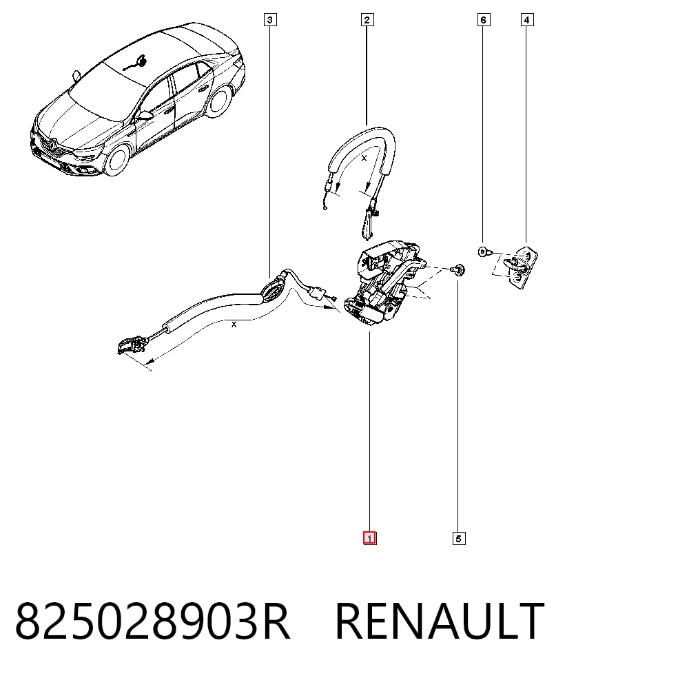 Zamek drzwi tylnych prawych do Renault Megane IV K9A, K9M, K9N