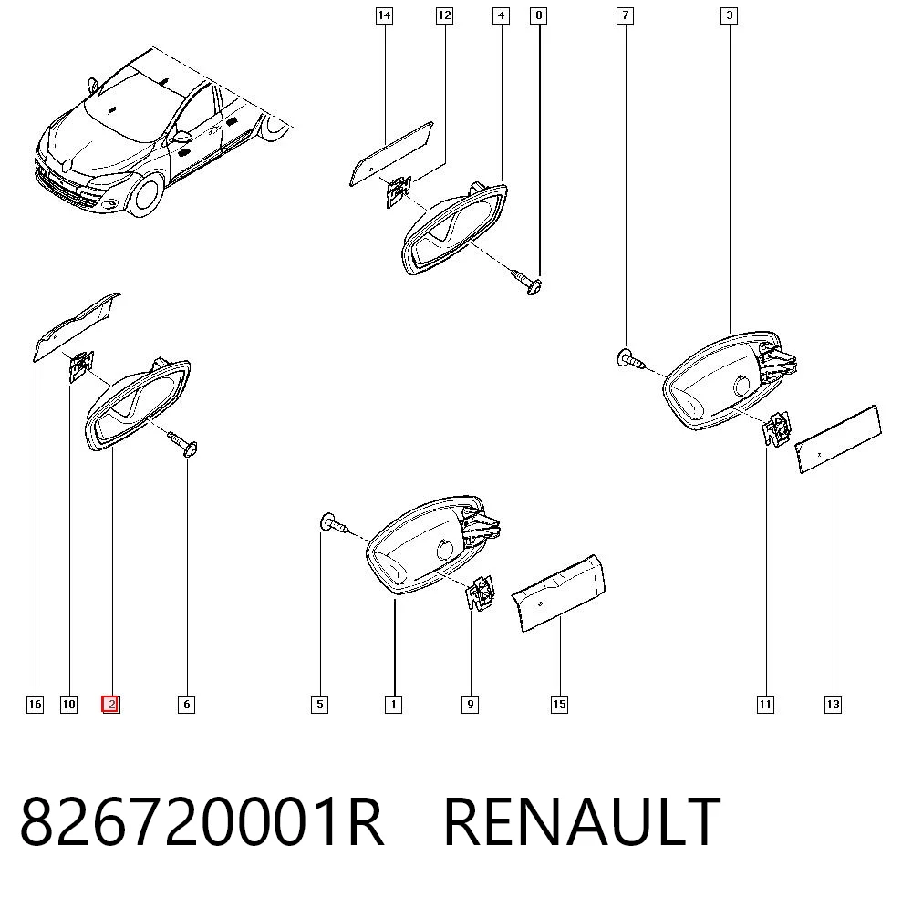 826720001R Renault (RVI) Klamka drzwi prawych przednia/tylna wewnętrzna