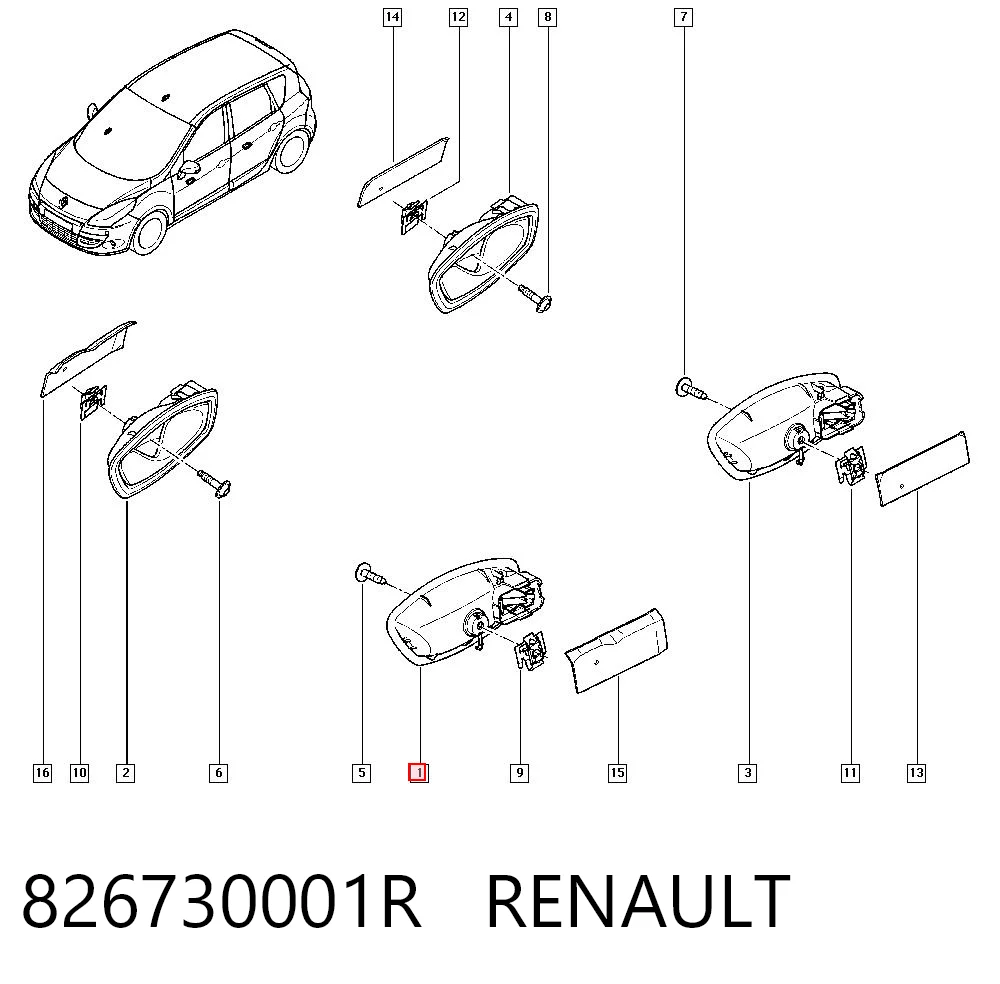 826730001R Renault (RVI) Klamka drzwi lewych przednia/tylna wewnętrzna