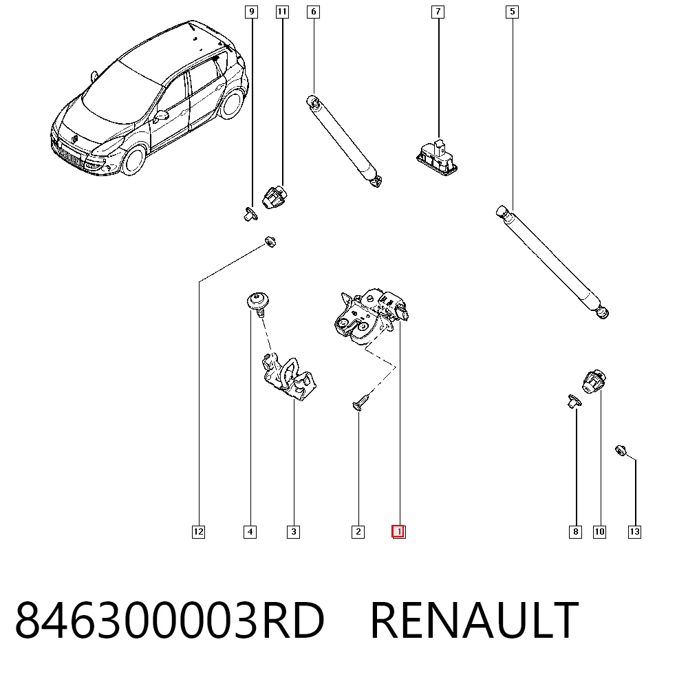 Zamek klapy bagażnika (3/5 drzwi tylnych) Renault Megane III