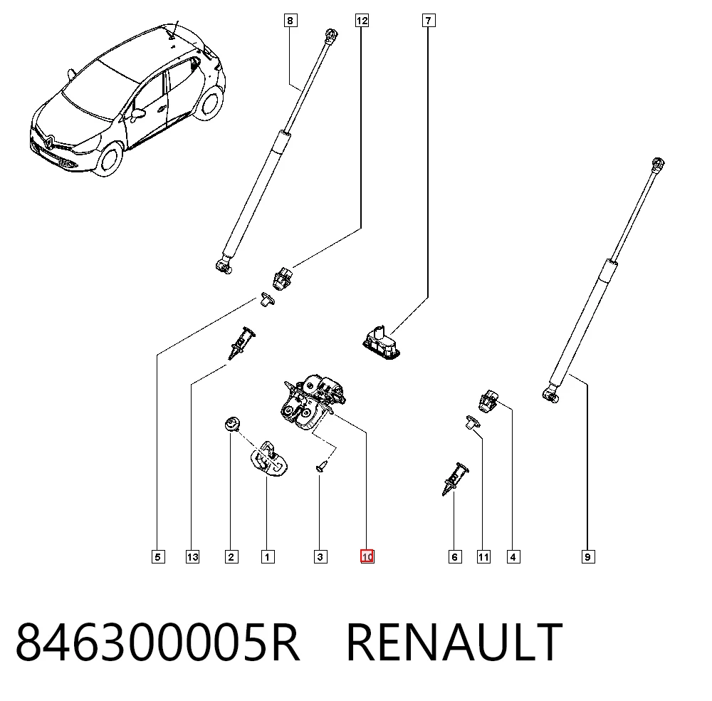 Zamek klapy bagażnika (3/5 drzwi tylnych) do Renault Megane III KZ0, KZ1