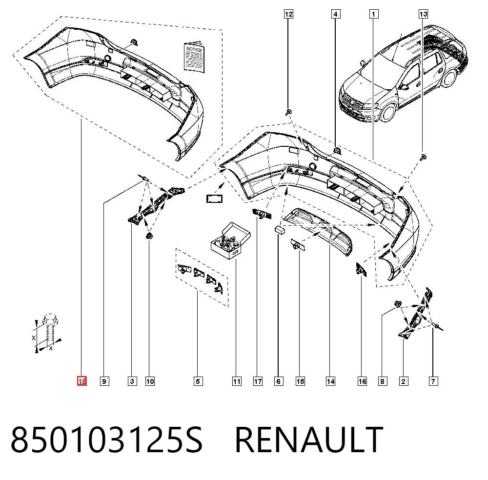 Zderzak tylny Renault LOGAN II MCV kombi (K8) (2013 - 2026) cena, od 212,05 USD