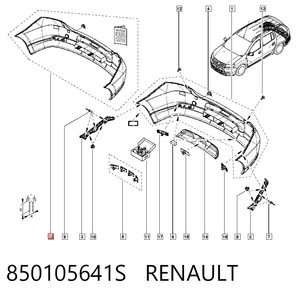 Do koszyka Zderzak tylny Renault LOGAN II MCV K8