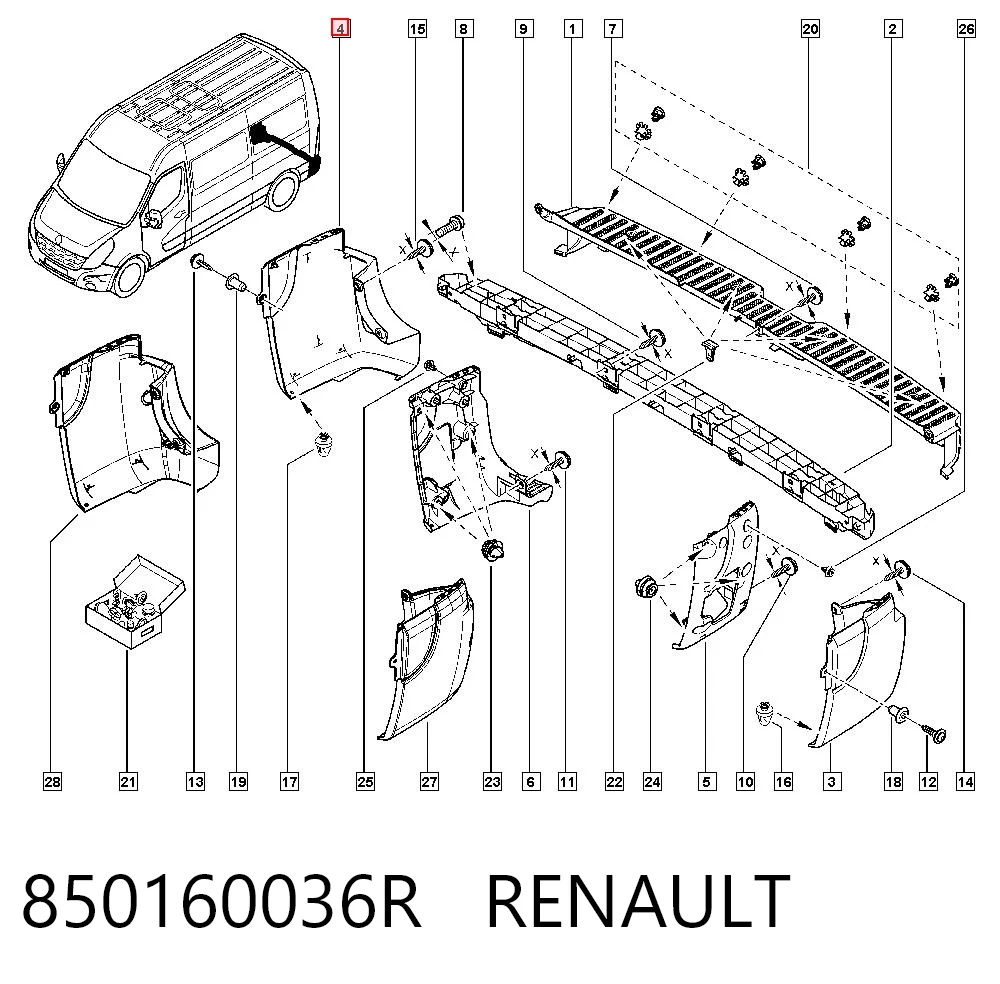 Zderzak tylny, prawa część 95529546 Peugeot/Citroen