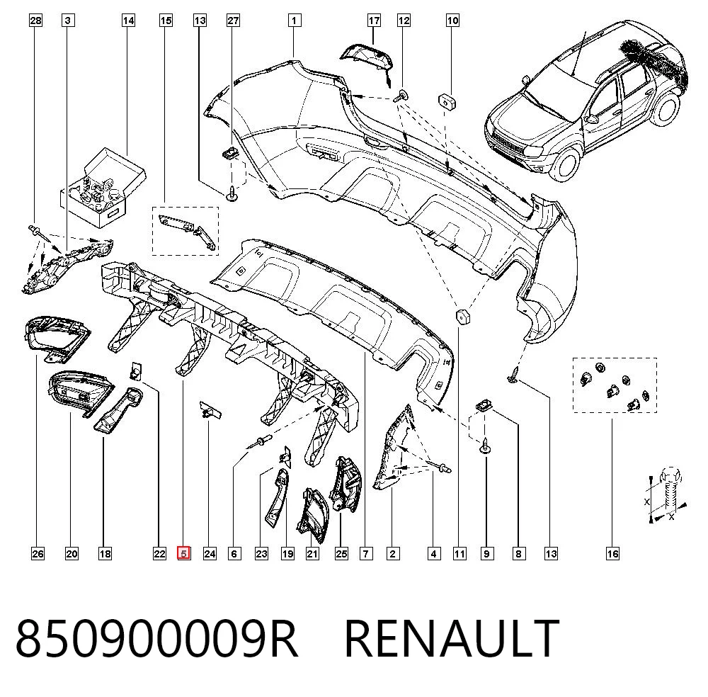  Wzmocnienie zderzaka tylnego Renault DUSTER 1