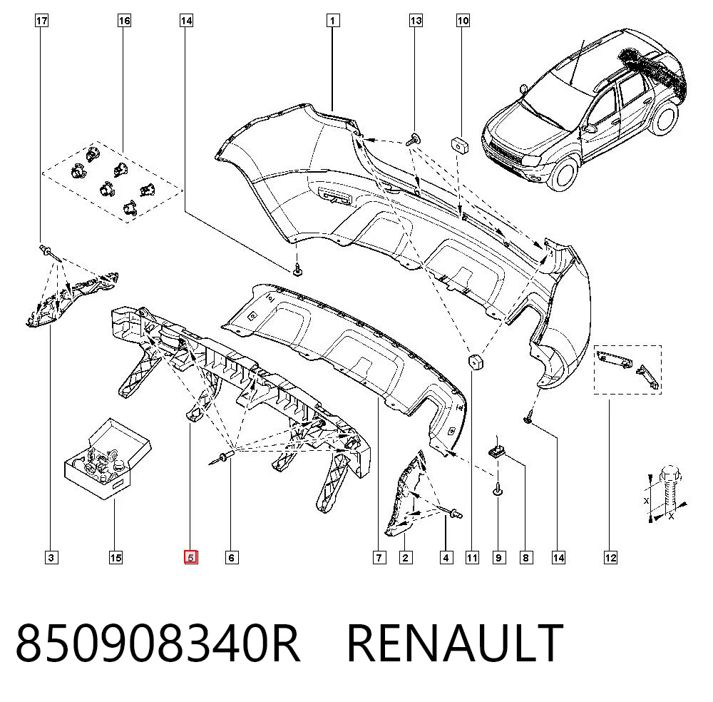 Wzmocnienie zderzaka tylnego do Renault DUSTER I HS