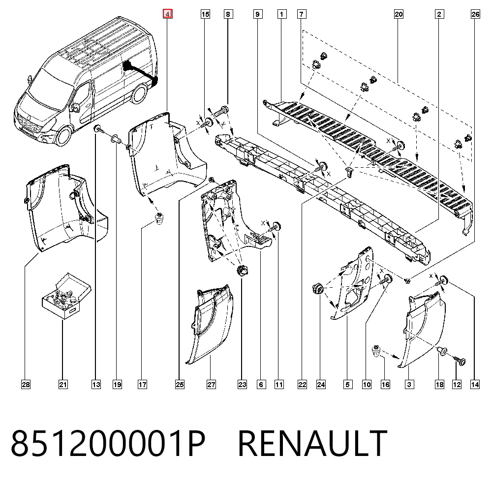 Zderzak tylny, prawa część Peugeot/Citroen 95529546
