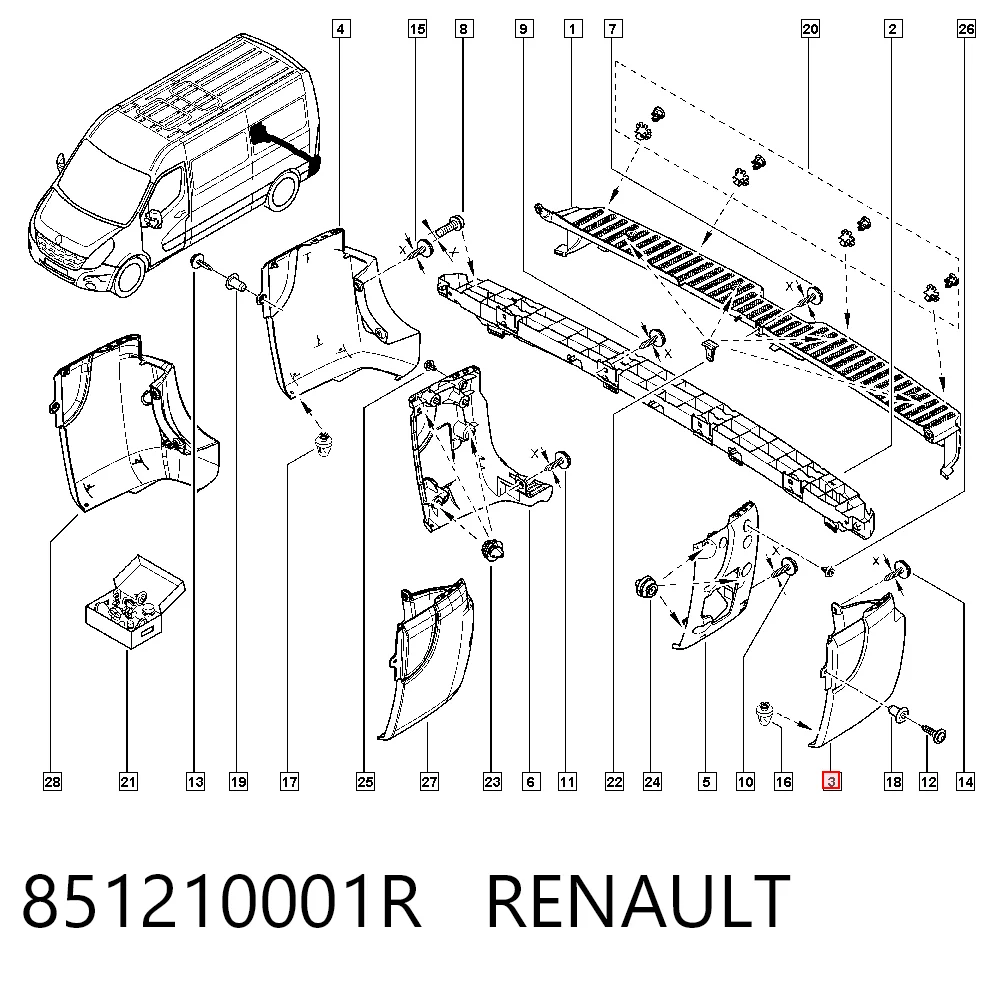Zderzak tylny, lewa część Peugeot/Citroen 95529545