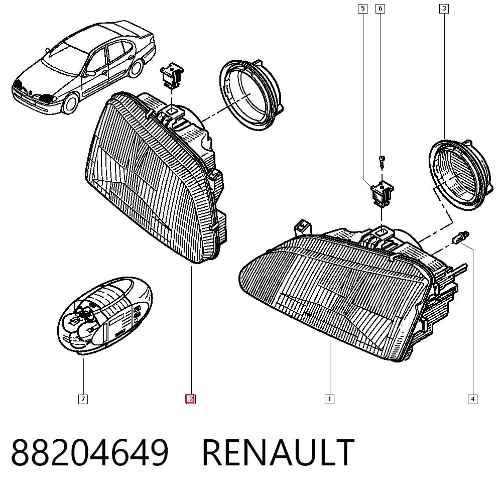 Reflektor prawy Renault Megane SCENIC minivan (JA0, JA1) (1996 - 2001) cena, od 47,67 USD