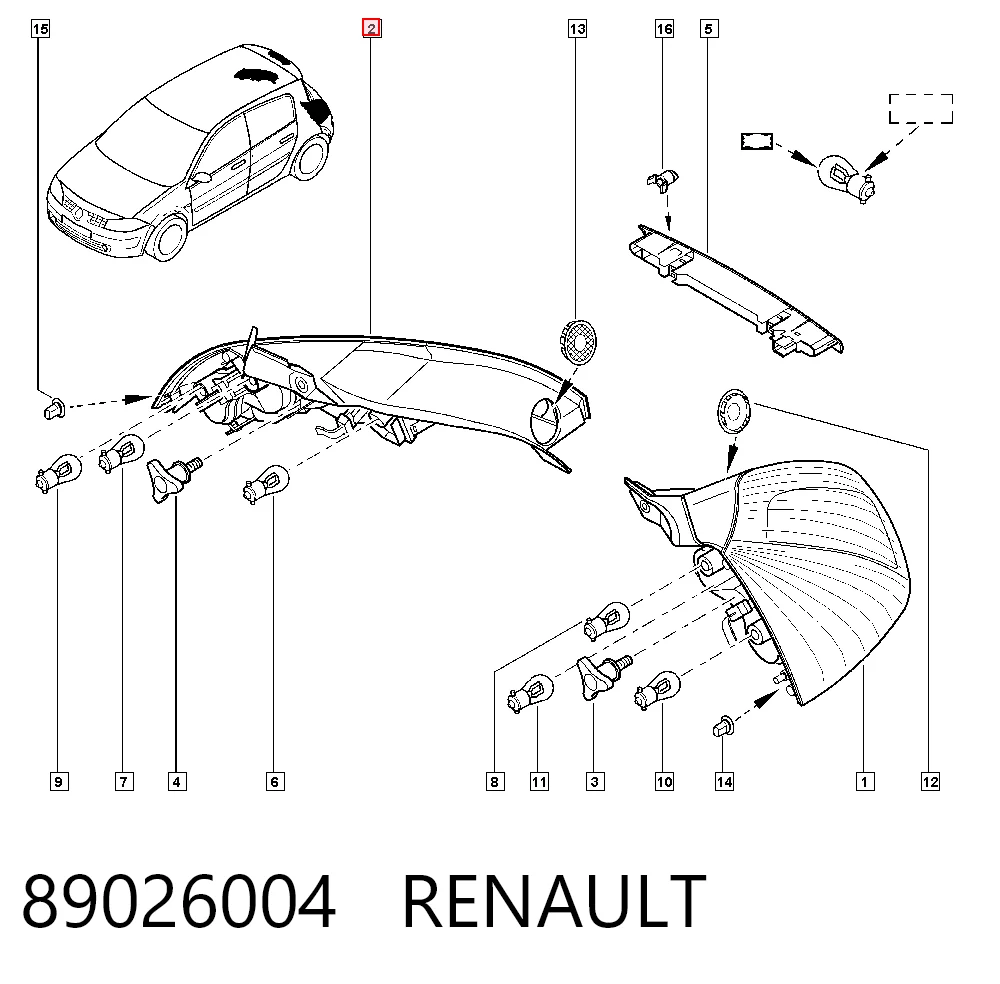  Lampa zespolona tylna prawa Renault Megane 2