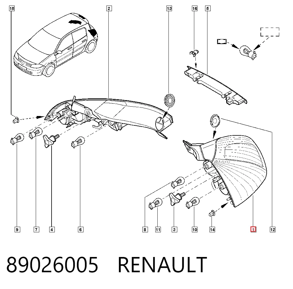  Lampa zespolona tylna lewa Renault Megane 2