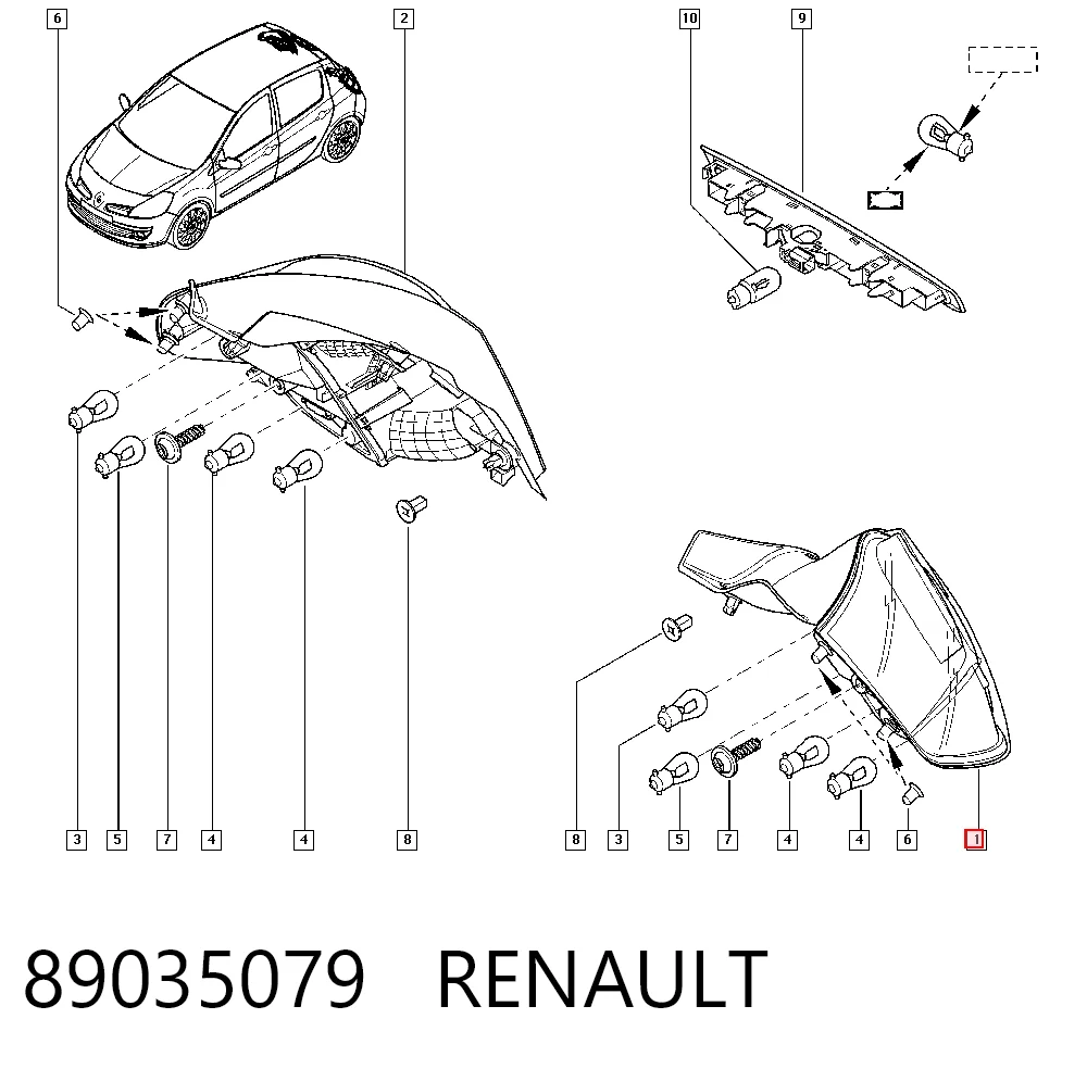 Do koszyka Lampa zespolona tylna lewa Renault Clio III BR01, CR01