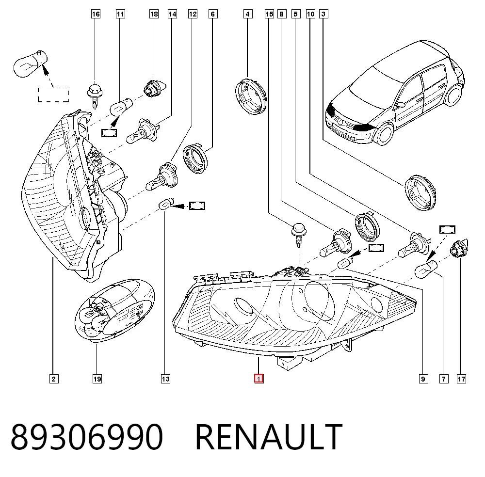  Reflektor lewy Renault Megane 2