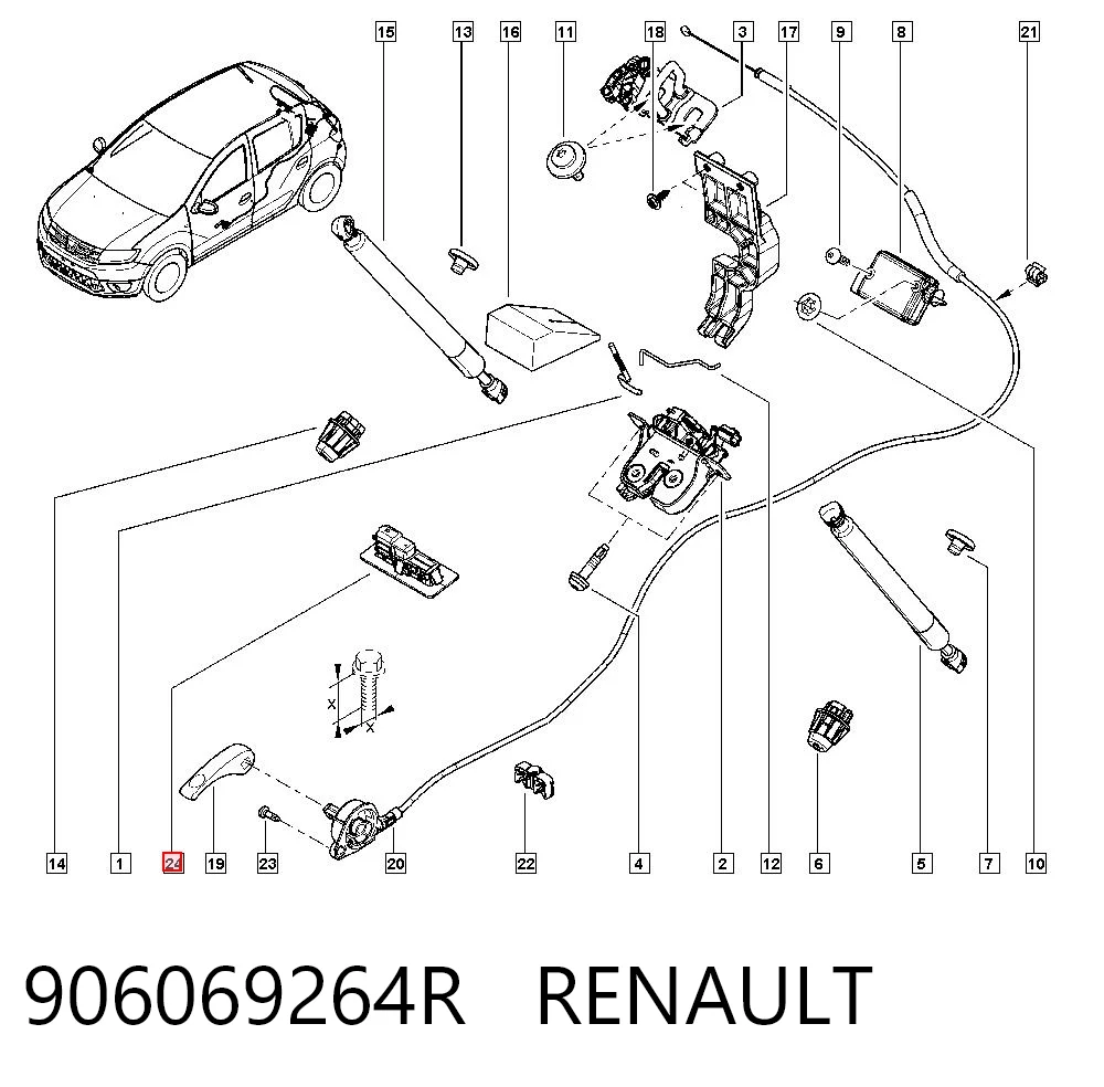 906069264R Renault (RVI) Przycisk blokady klapy bagażnika (drzwi 3/5)