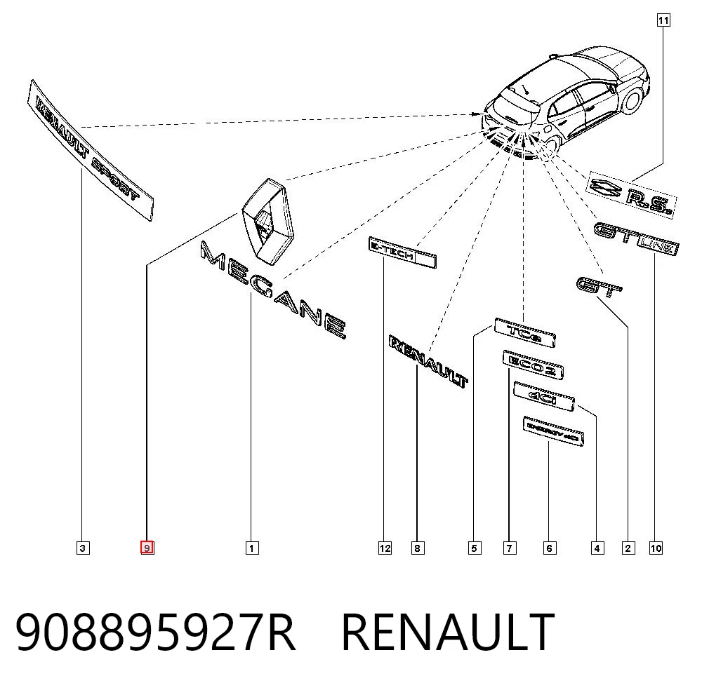 Kupić Emblemat na klapę bagaznika (znaczek firmowy) Renault Megane IV K9A, K9M, K9N w dobrej cenie