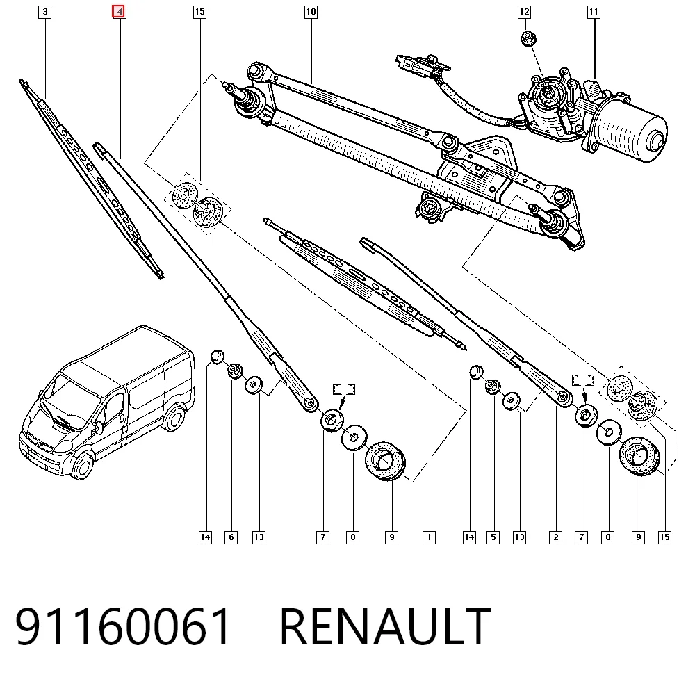 Do koszyka Ramię wycieraczki szyby przedniej Renault Trafic II FL