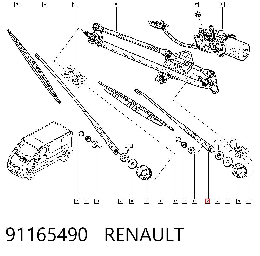 Ramię wycieraczki szyby przedniej General Motors 91160060