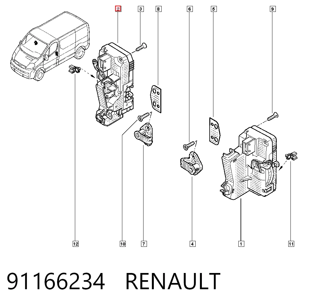 Do koszyka Zamek drzwi przednich prawych Renault Trafic II FL