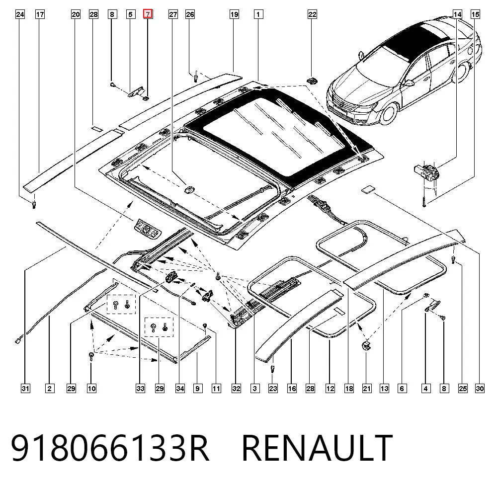 918066133R Renault (RVI) Prowadnica szyberdachu
