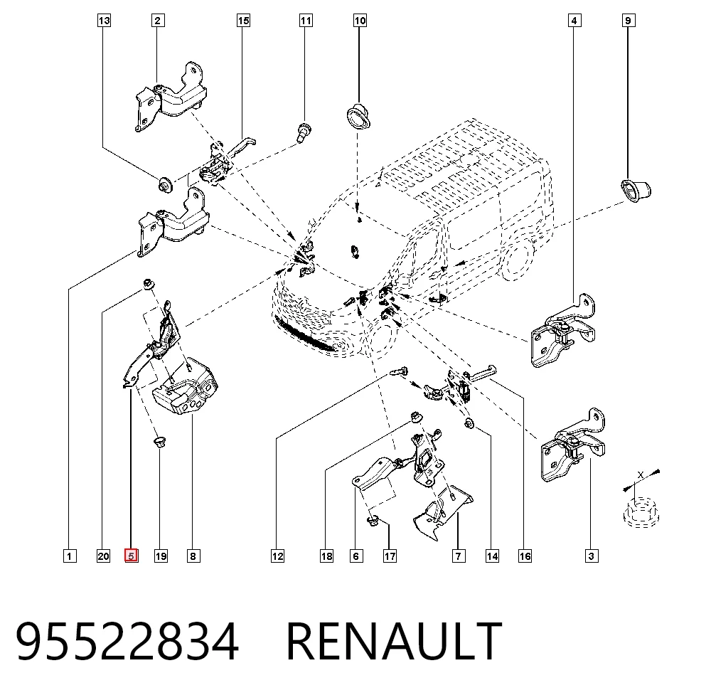95522834 General Motors Zawias maski prawy