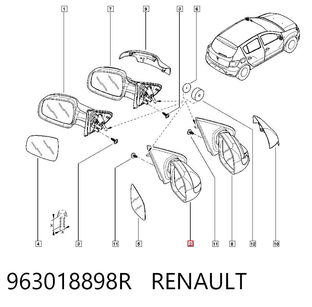 Do koszyka Lusterko wsteczne prawe Renault LOGAN II MCV K8