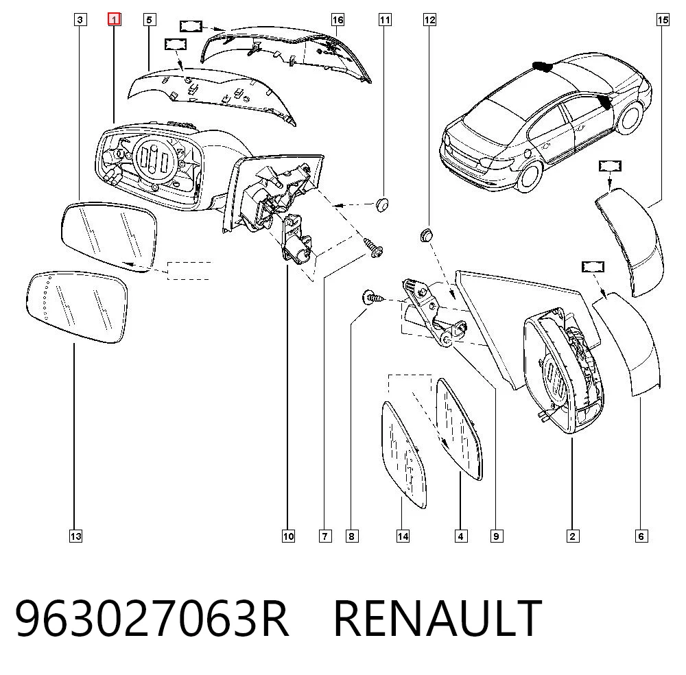 Lusterko wsteczne lewe Renault Fluence sedana (L3) (2010 - 2026) cena, od 102,09 USD
