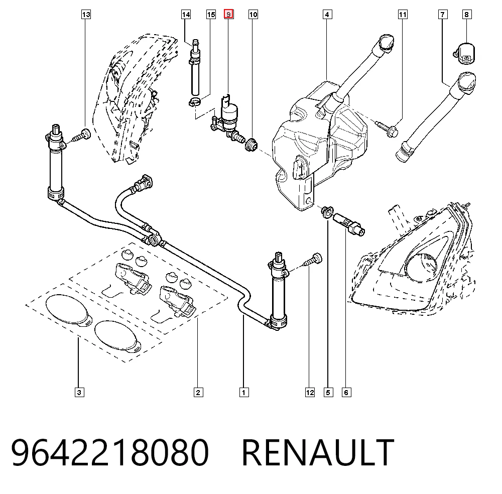 9642218080 Renault (RVI) Pompka spryskiwacza reflektorów