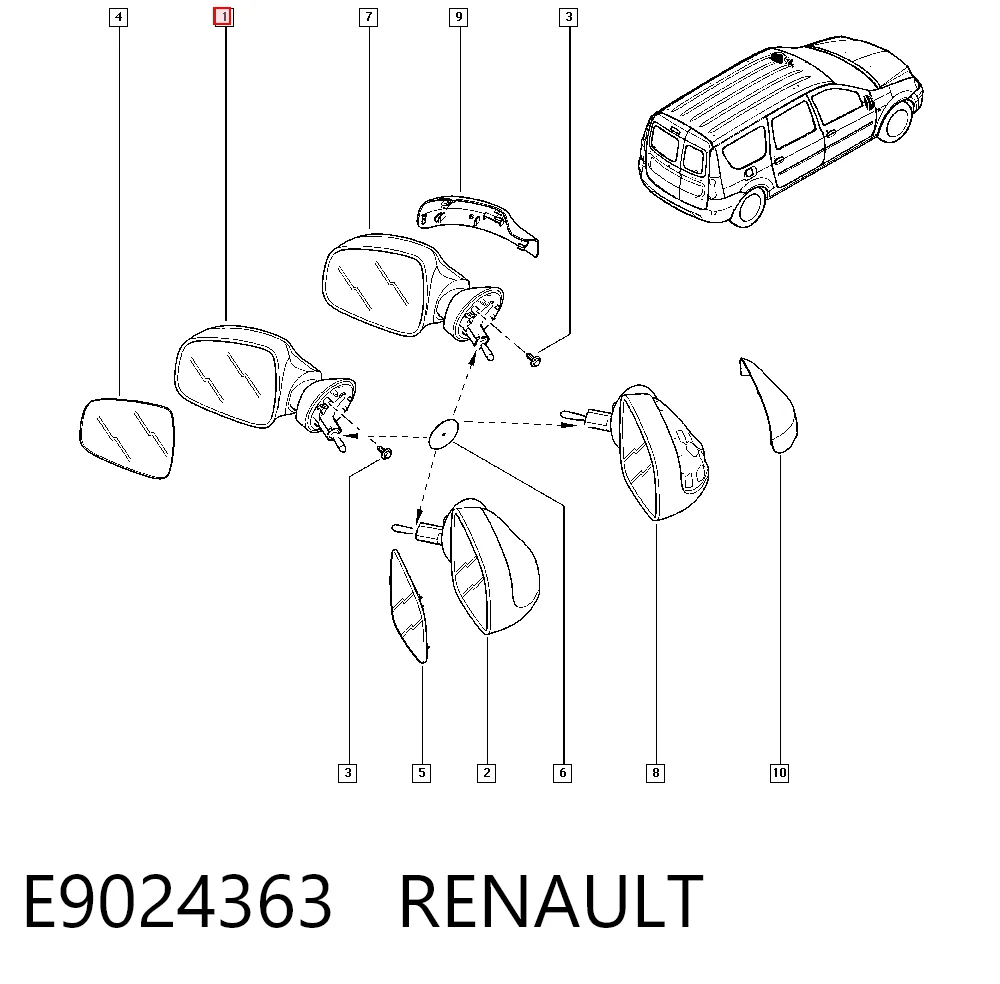 Lusterko wsteczne lewe Renault LOGAN I