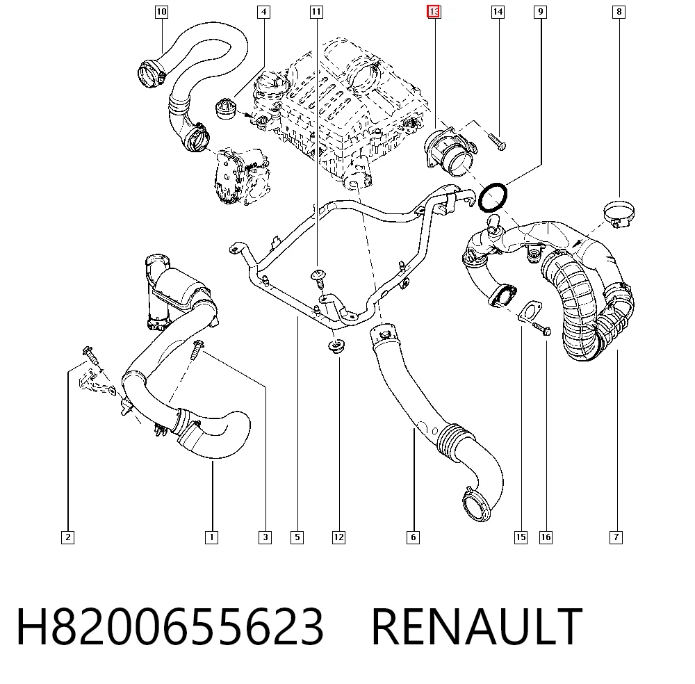 H8200655623 Renault (RVI) Czujnik przepływu powietrza, przepływomierz powietrza M.A.F.