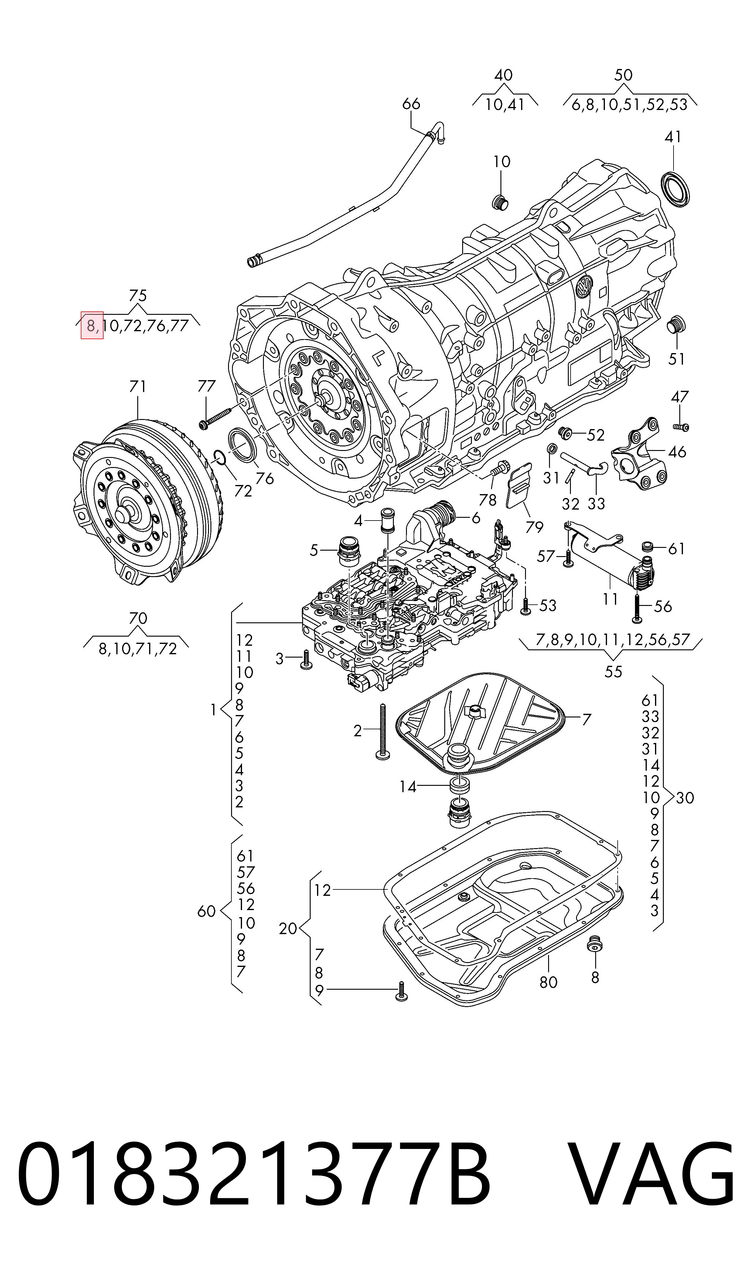 018321377B VAG Korek miski automatycznej skrzyni biegów