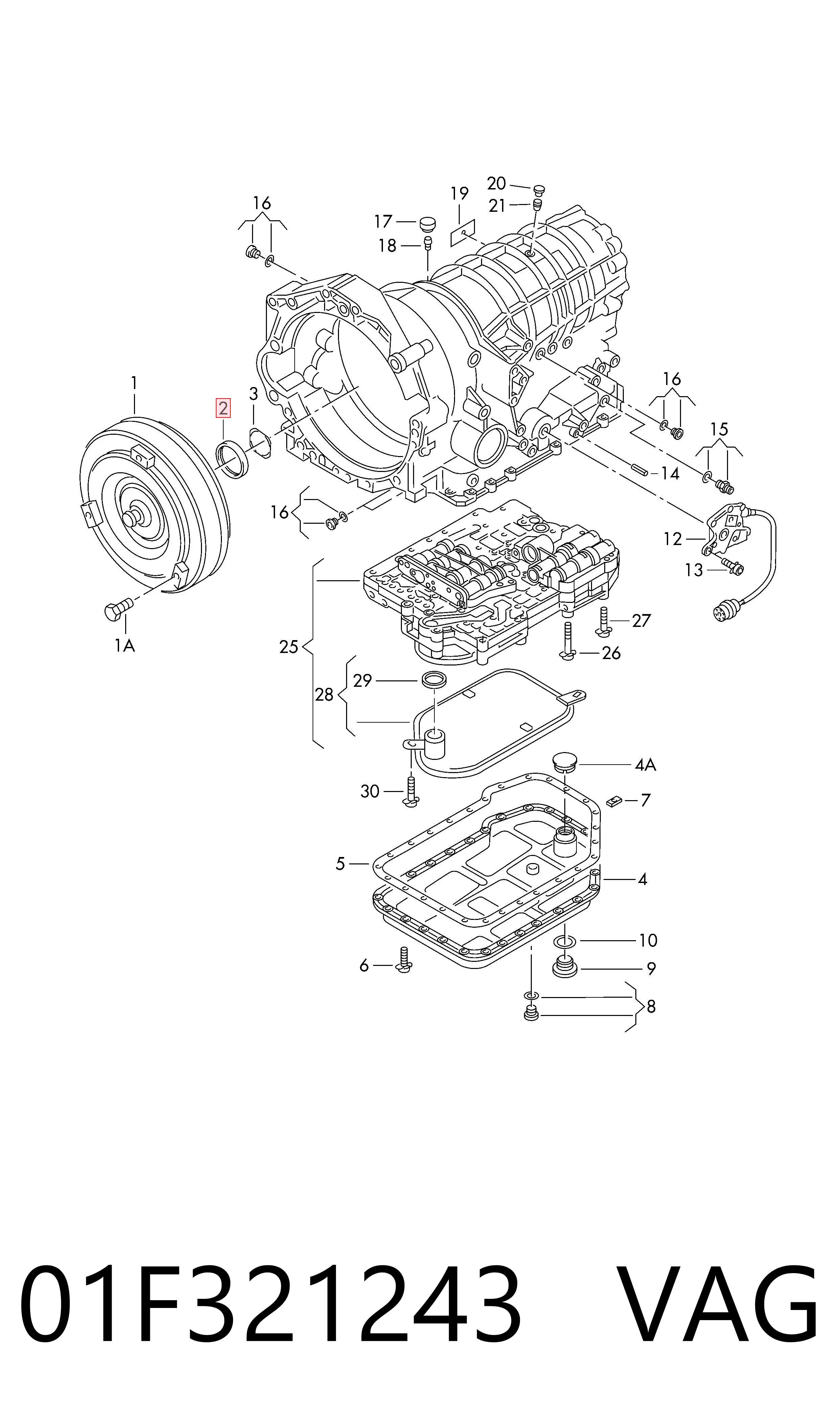 Uszczelniacz automatycznej/mechanicznej slrzyni biegów (wału wejściowego/sprzęgłowego) 01F321243 VAG