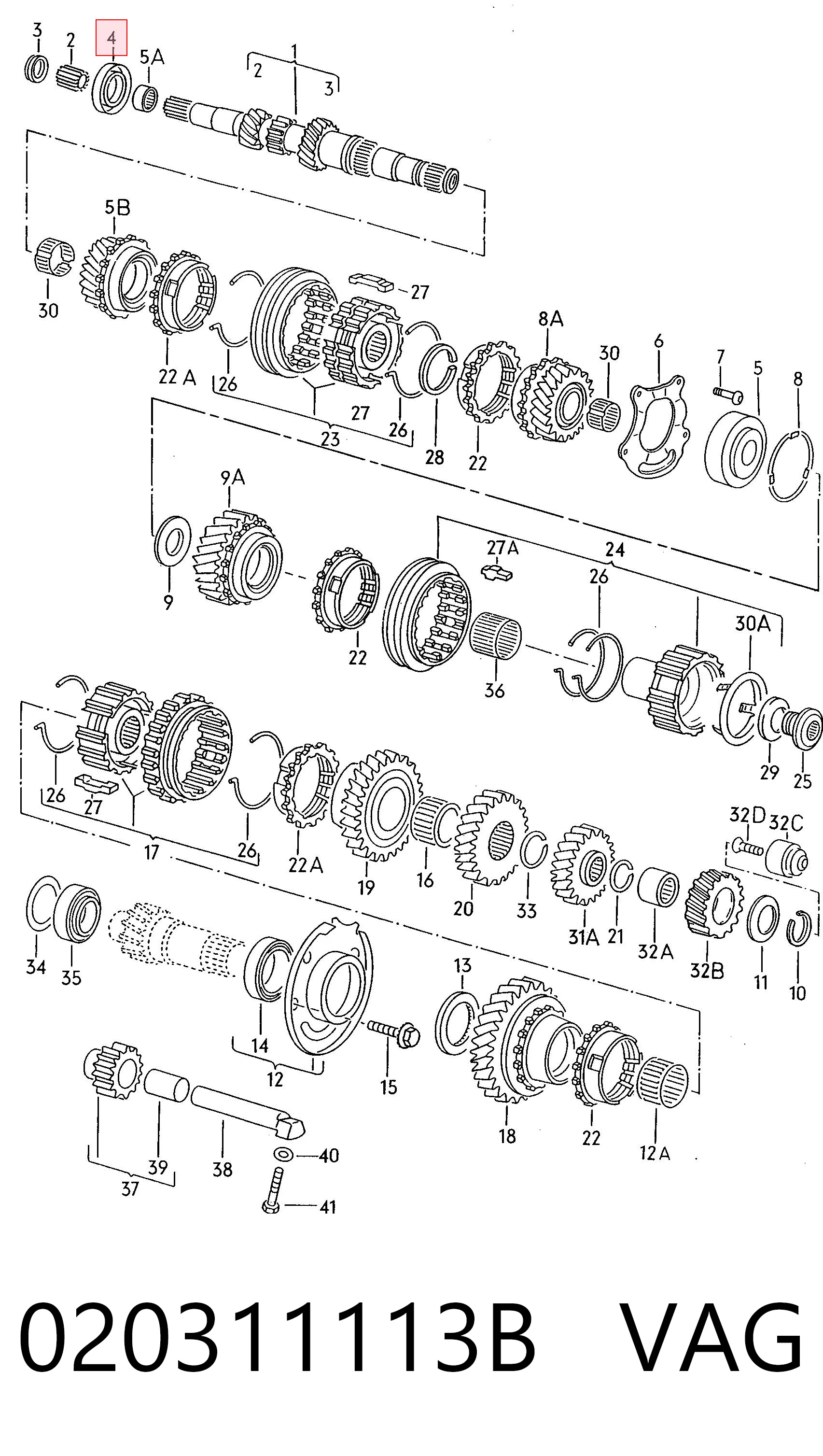 020311113B VAG Uszczelniacz automatycznej/mechanicznej slrzyni biegów (wału wejściowego/sprzęgłowego)