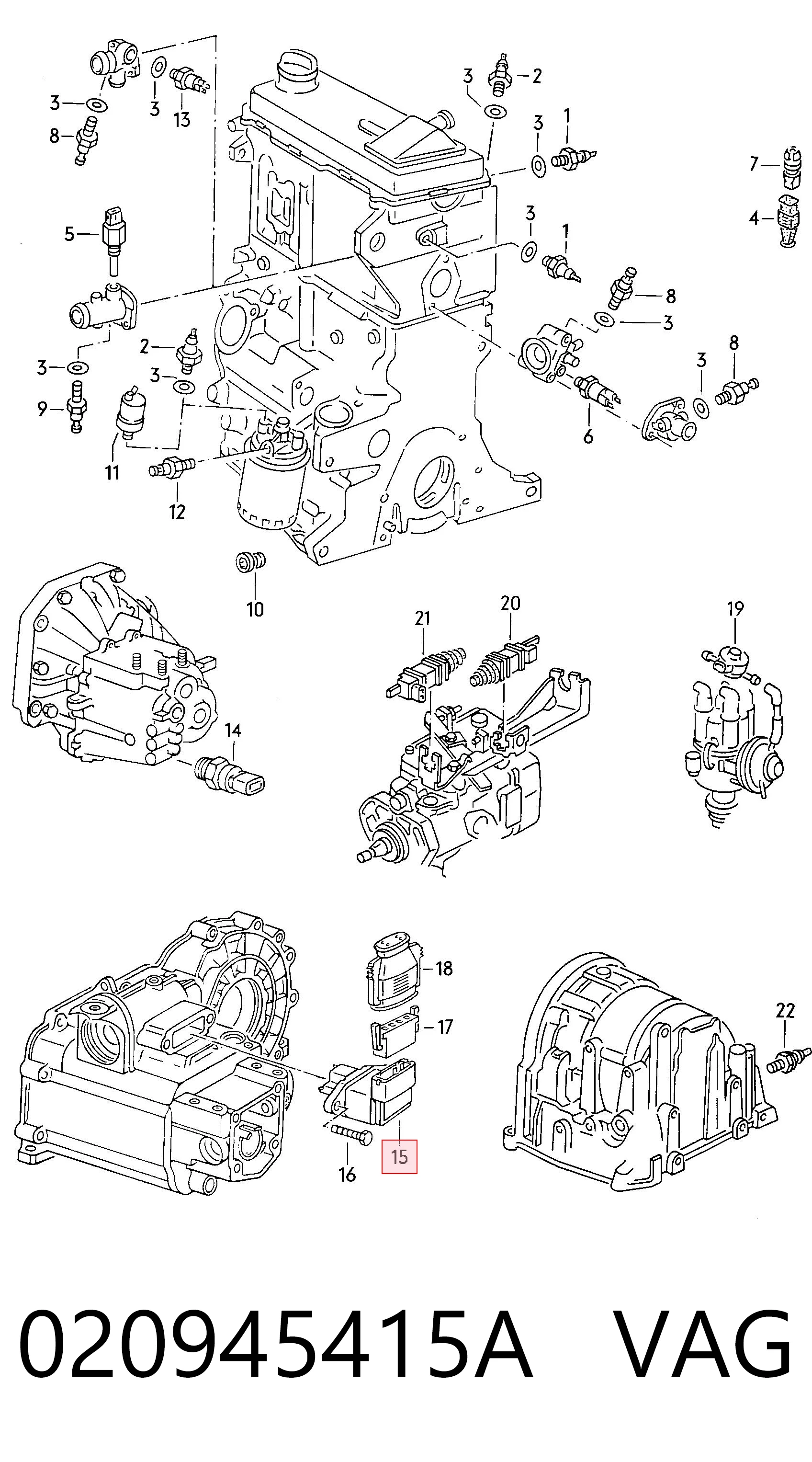  Czujnik włączania światła cofania Volkswagen Golf 1