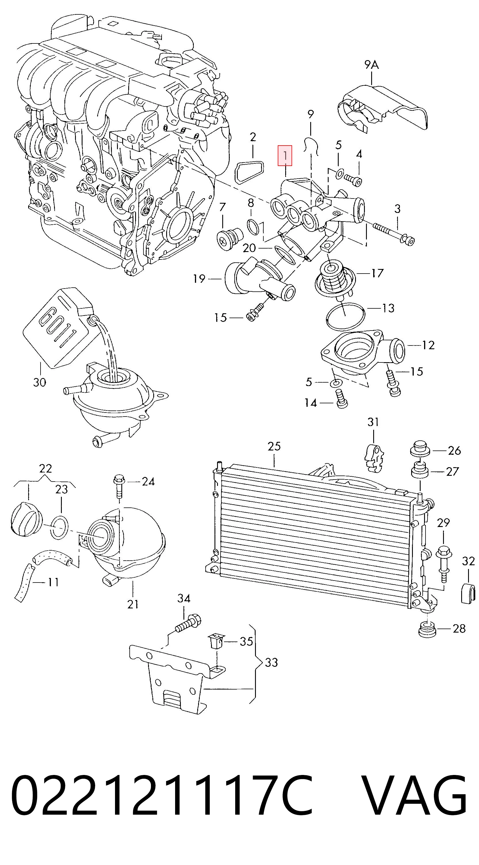 022121117C VAG Obudowa termostatu