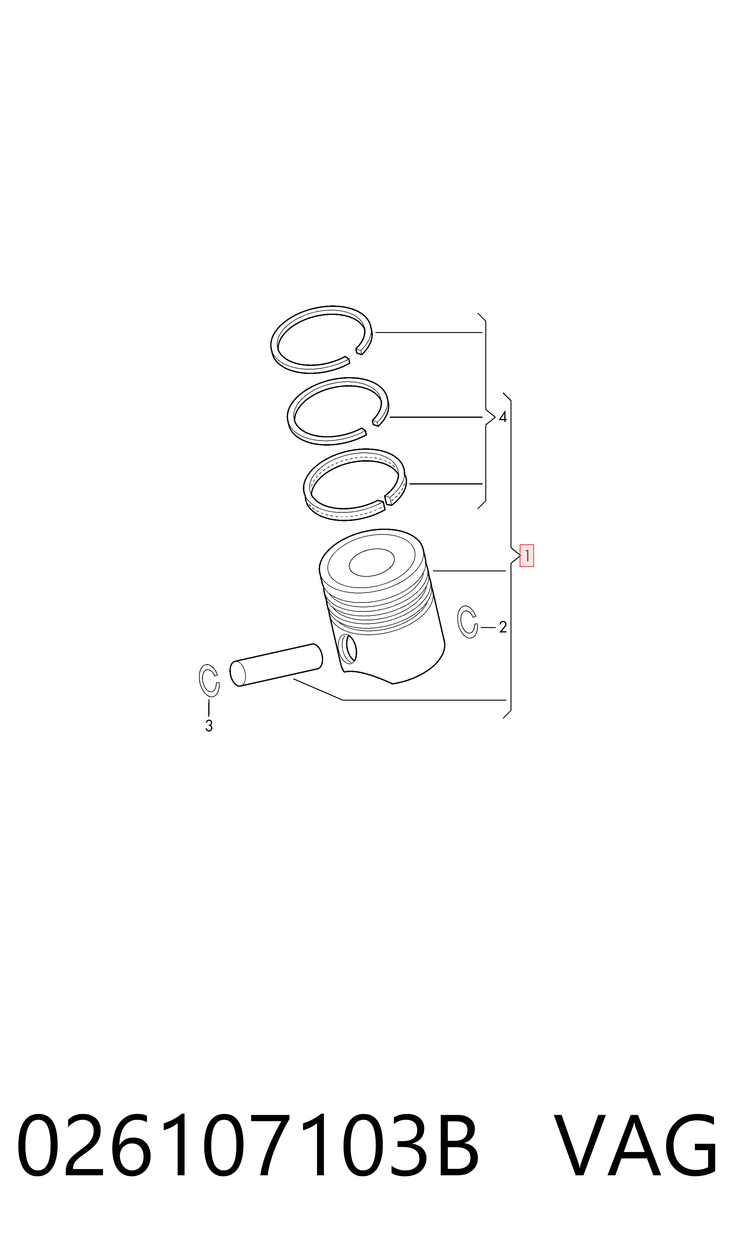 Tłok, komplet do jednego cylindru, STD do Volkswagen Golf II 19E, 1G1