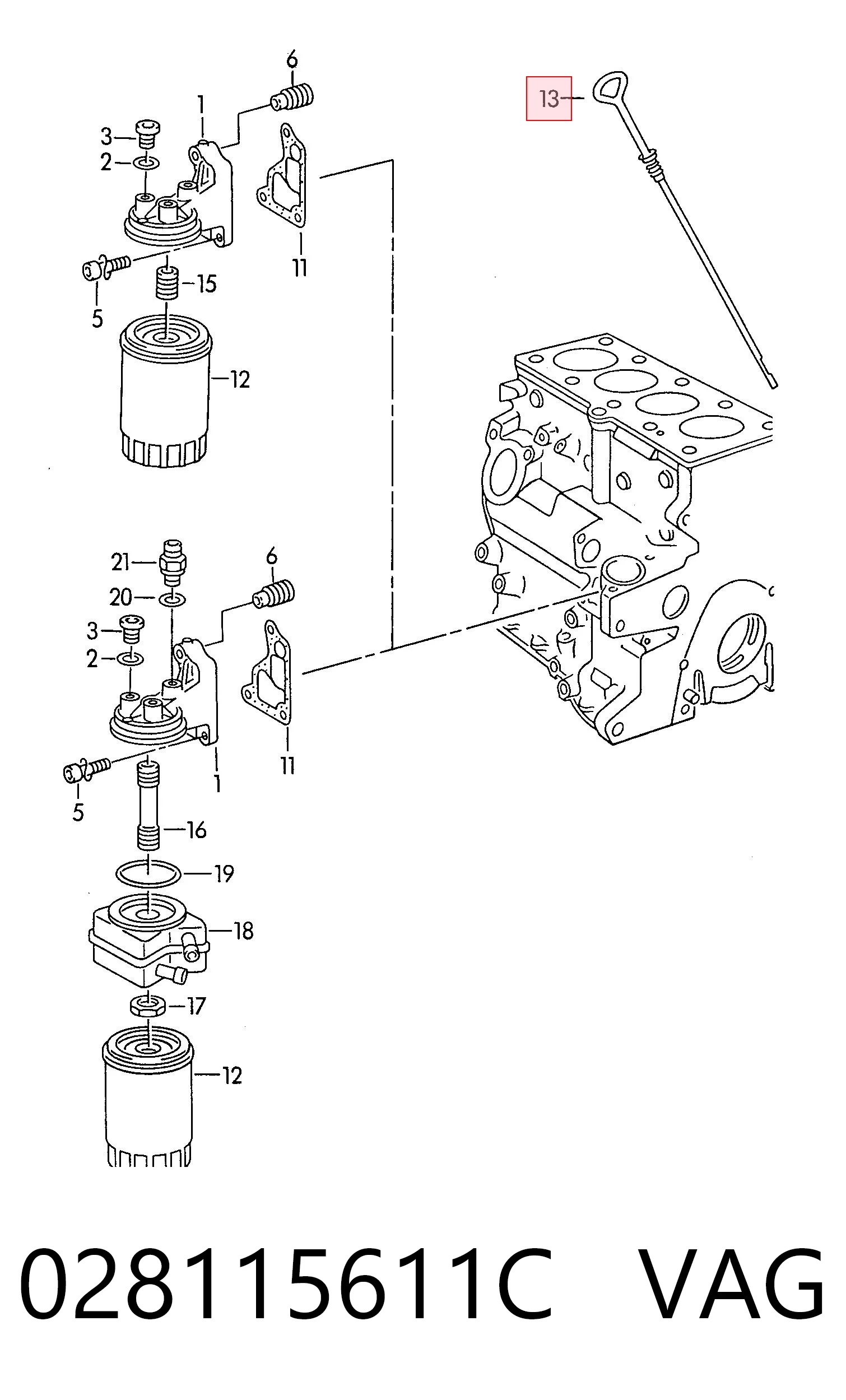 Bagnet poziomu oleju w silniku Volkswagen Passat B3, B4 kombi (3A5, 351, 315) (1988 - 1997) cena, od 8,04 USD