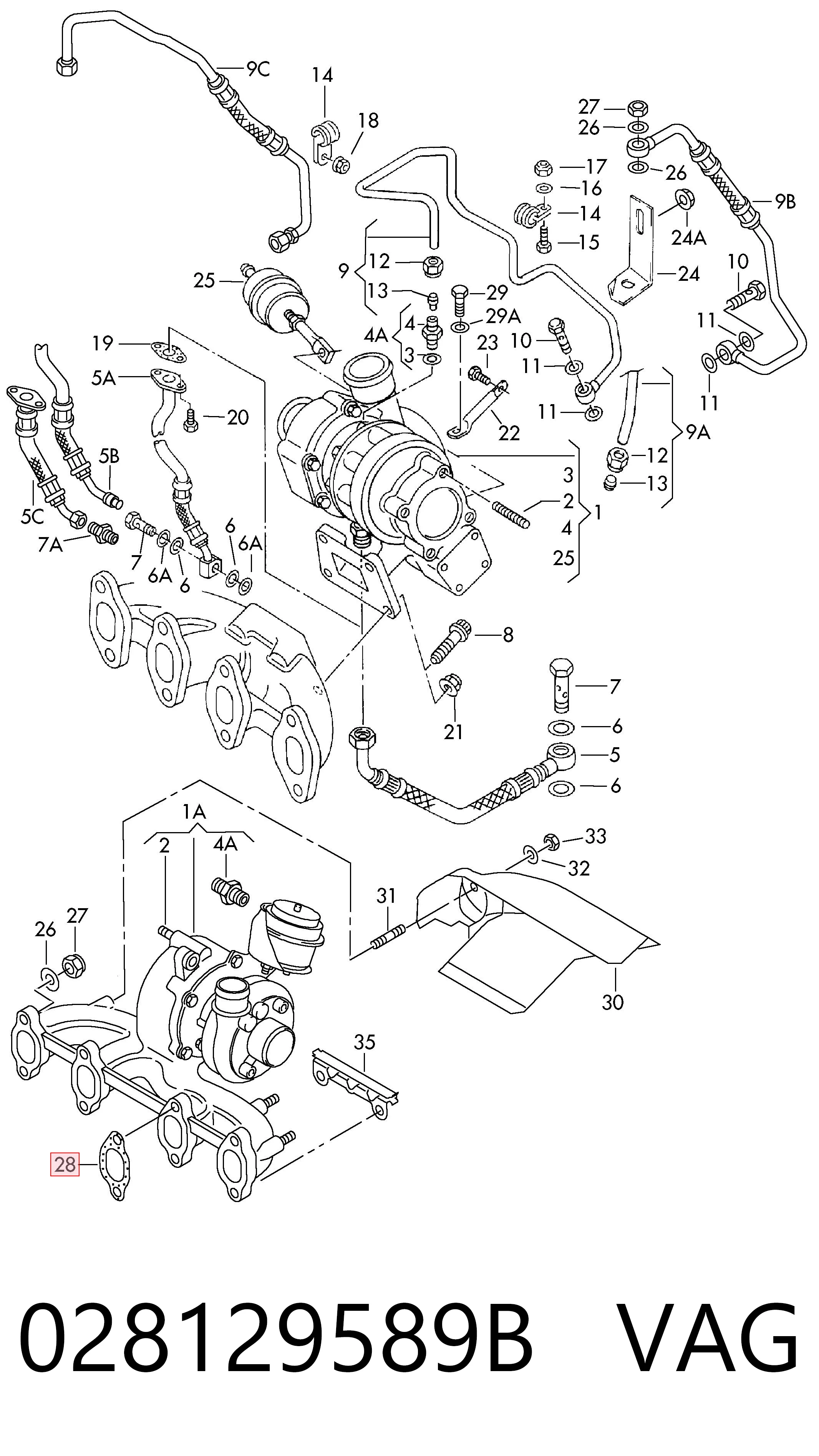 028129589B VAG Uszczelka kolektora wydechowego