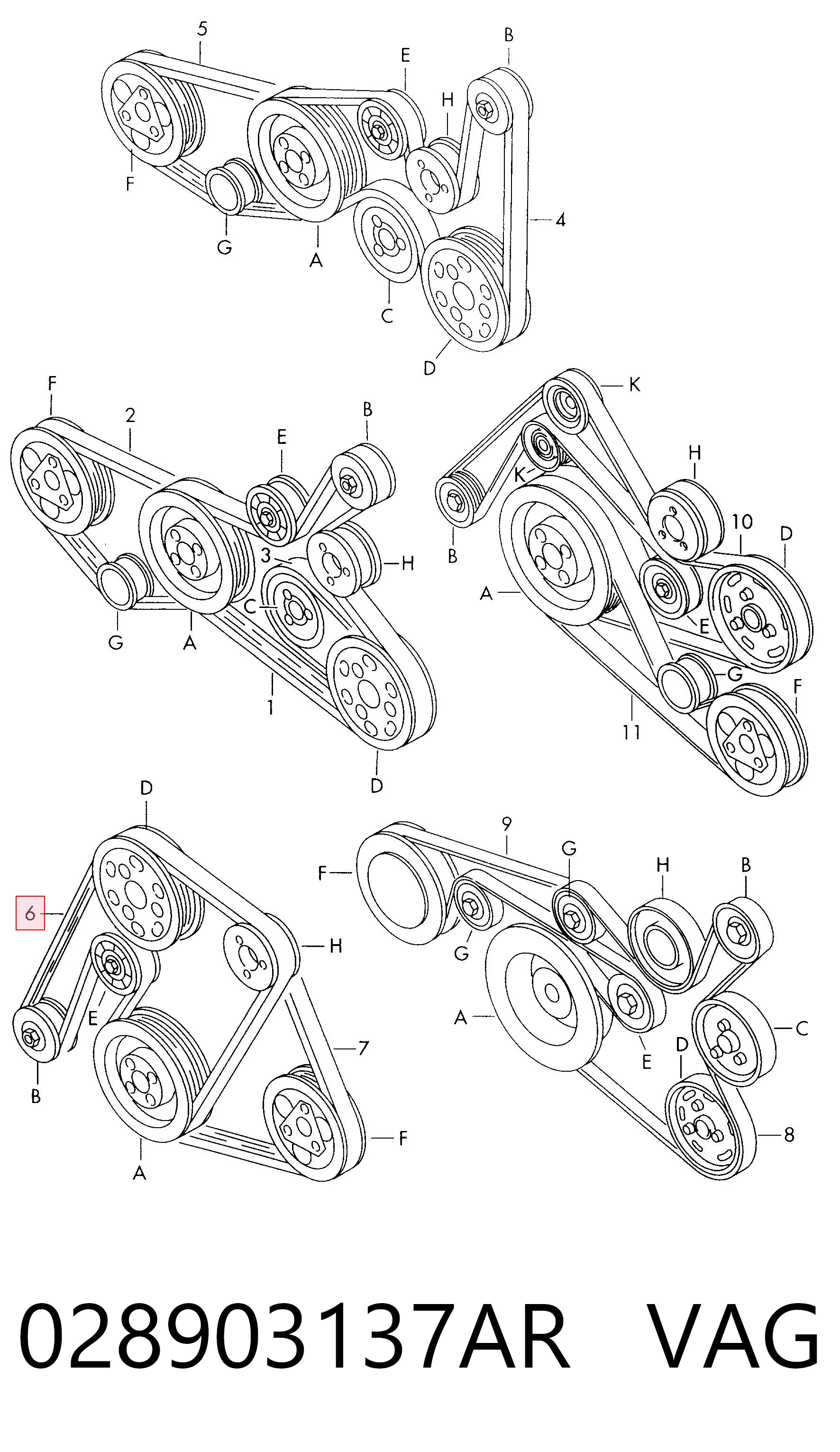 028903137AR VAG Pas napędowy mechanizmów