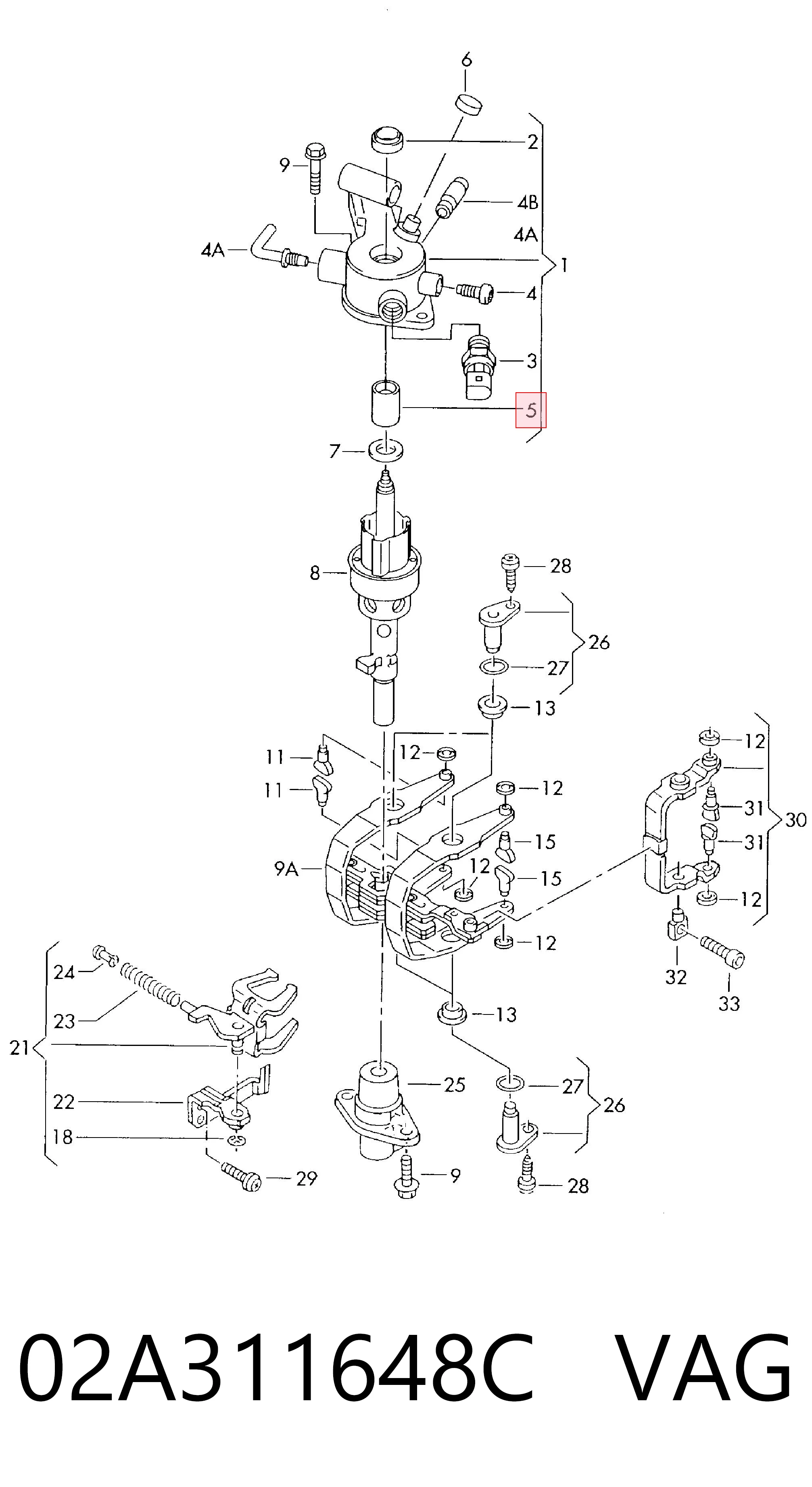 02A311648C VAG Tuleja mechanizmu zmiany biegów