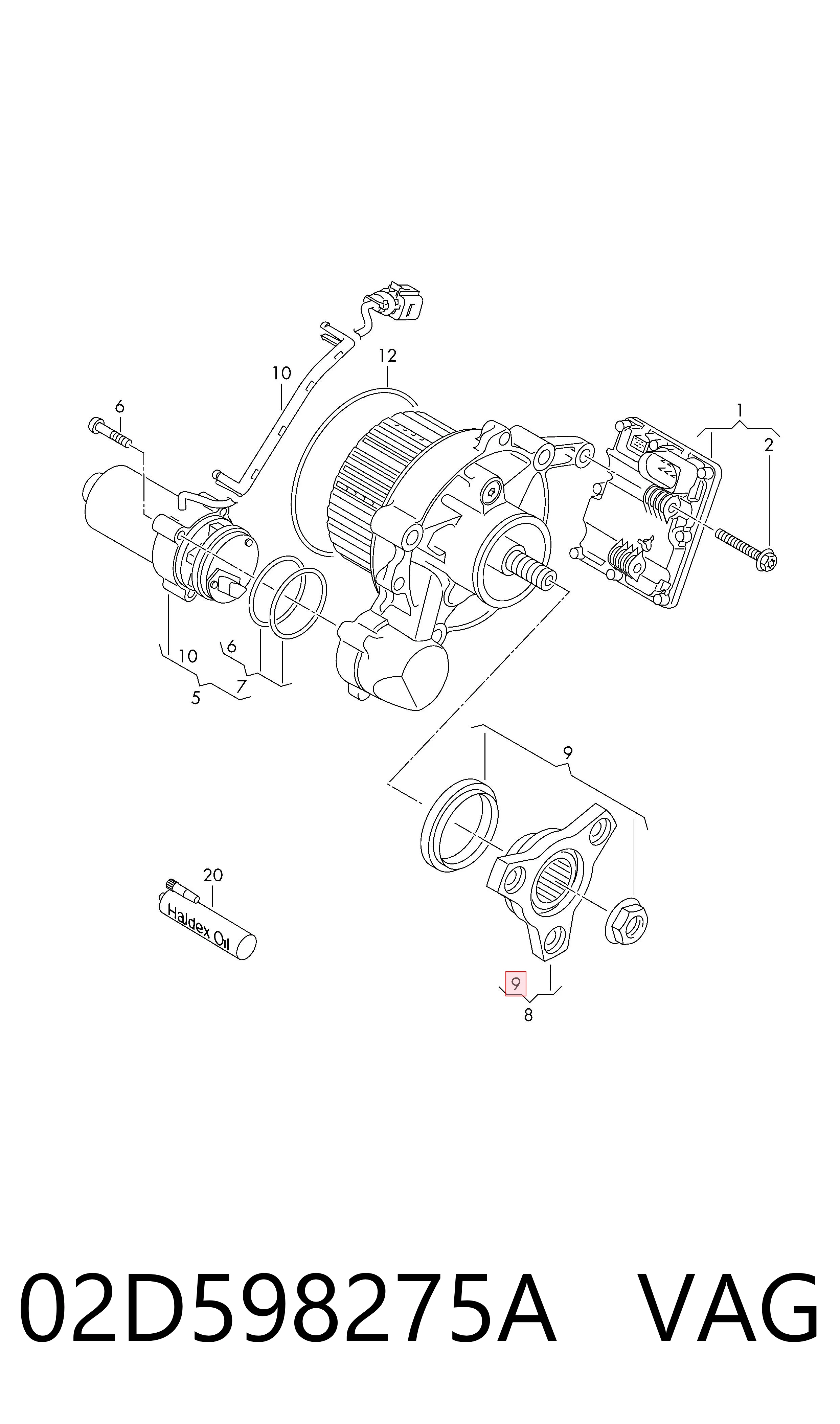 02D598275A VAG Uszczelniacz sprzęgła Haldex