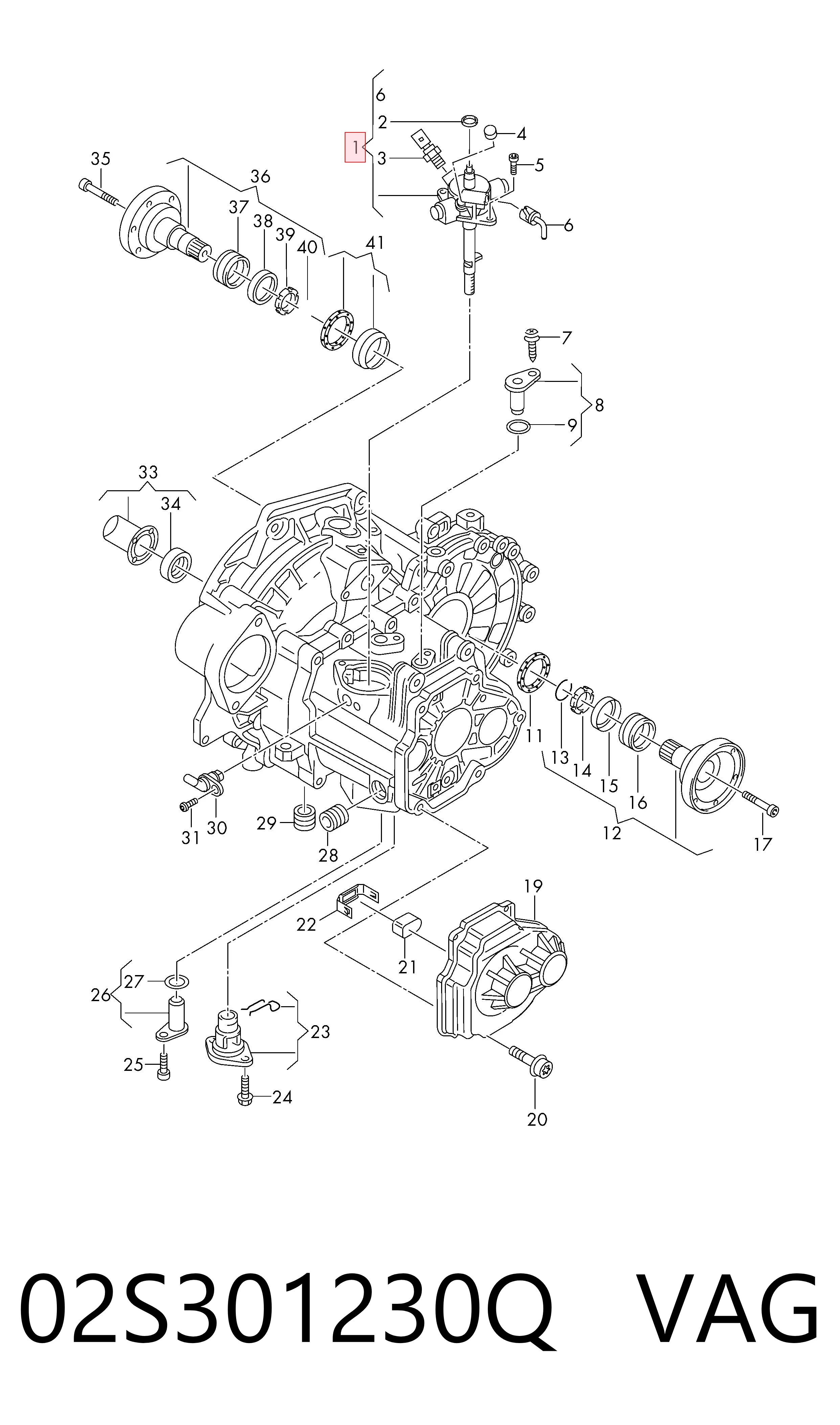 Do koszyka 02S301230Q VAG Mechanizm wyboru (przełączania) biegów
