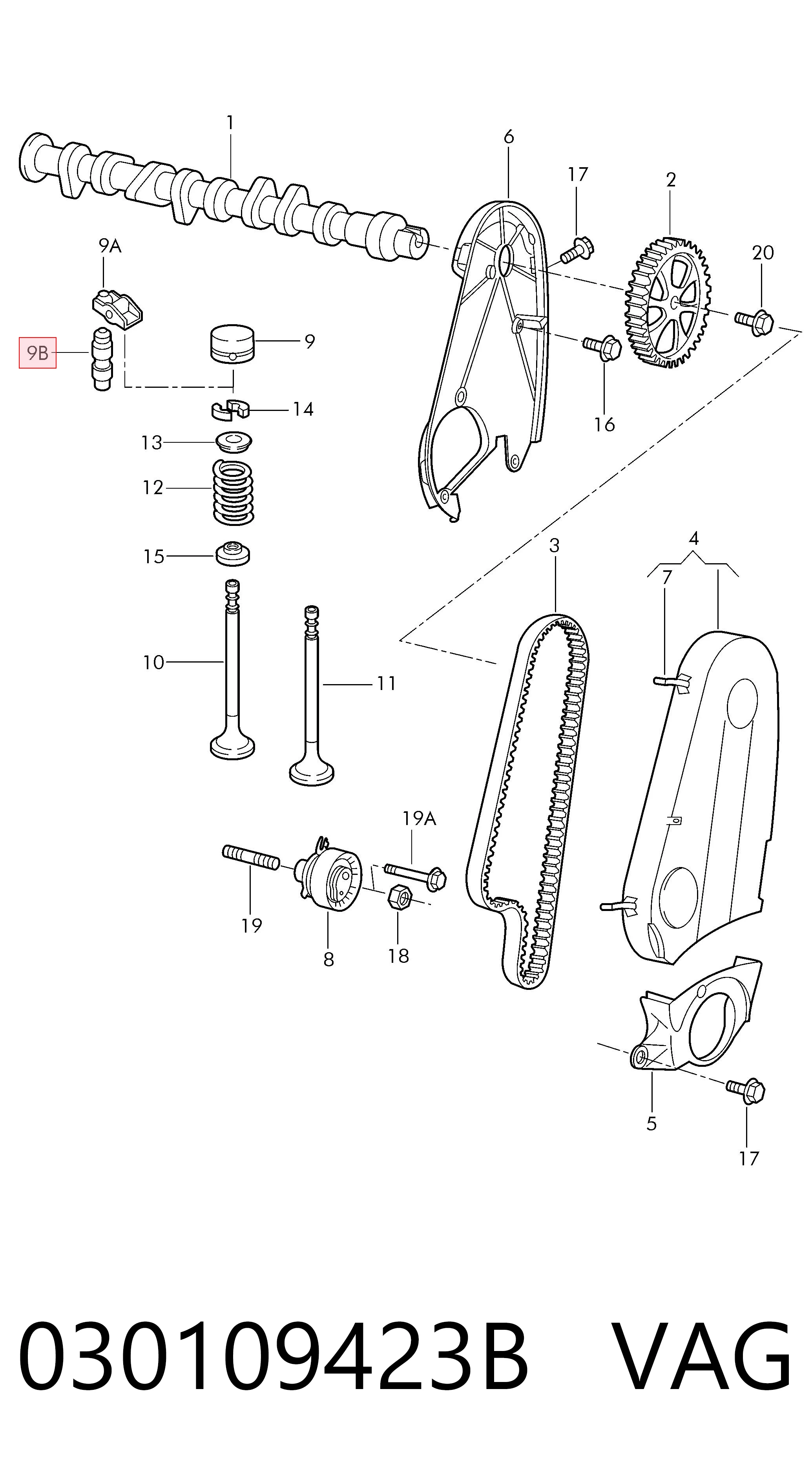 030109423B VAG Kompensator hydrauliczny (popychacz hydrauliczny), popychacz zaworu