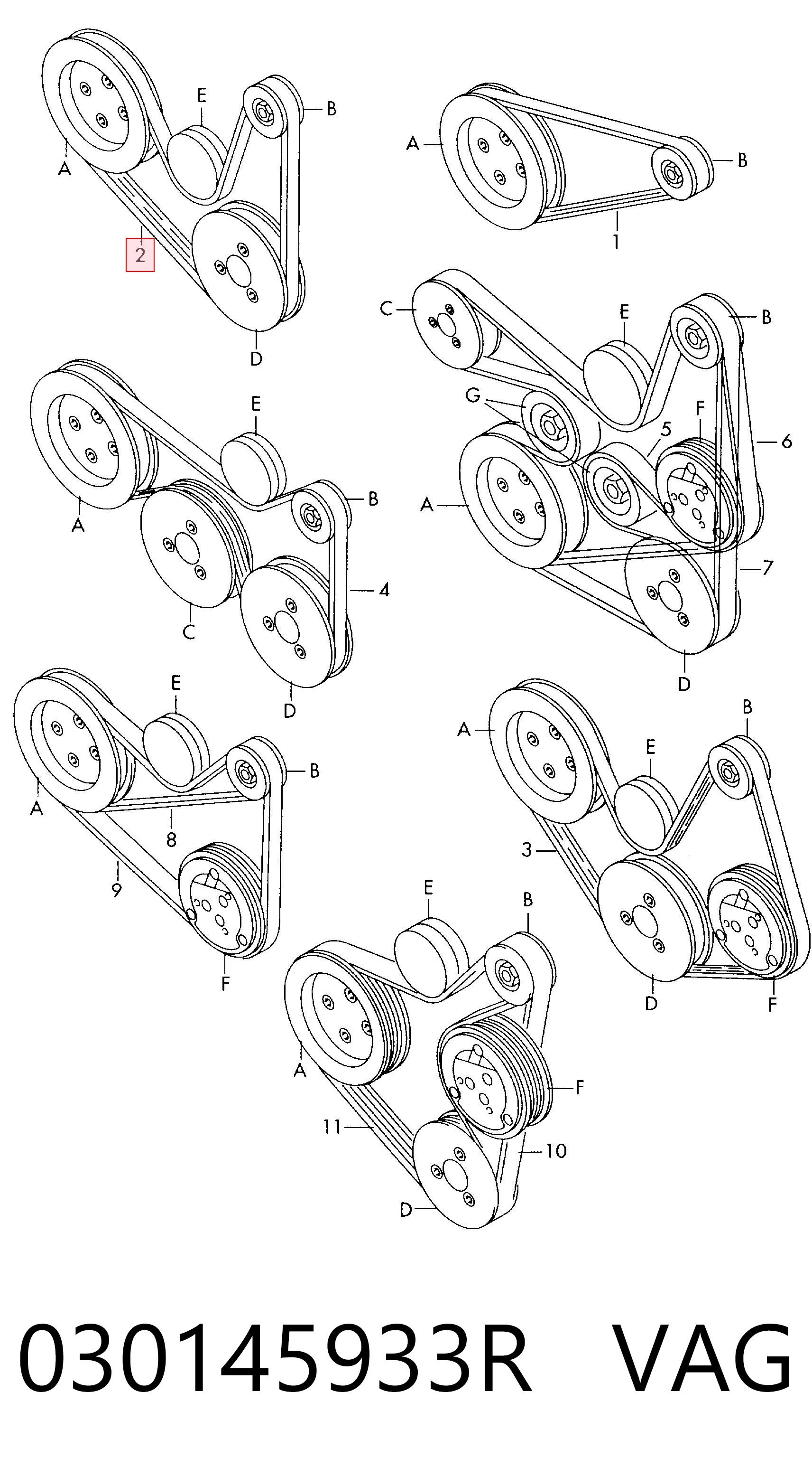 Pas napędowy mechanizmów VAG 030145933R cena, od 10,79 USD