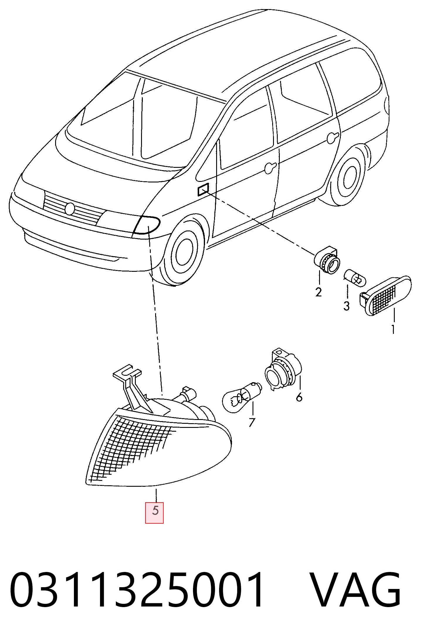 Do koszyka Kierunkowskaz lewy Ford Galaxy I VX WGR