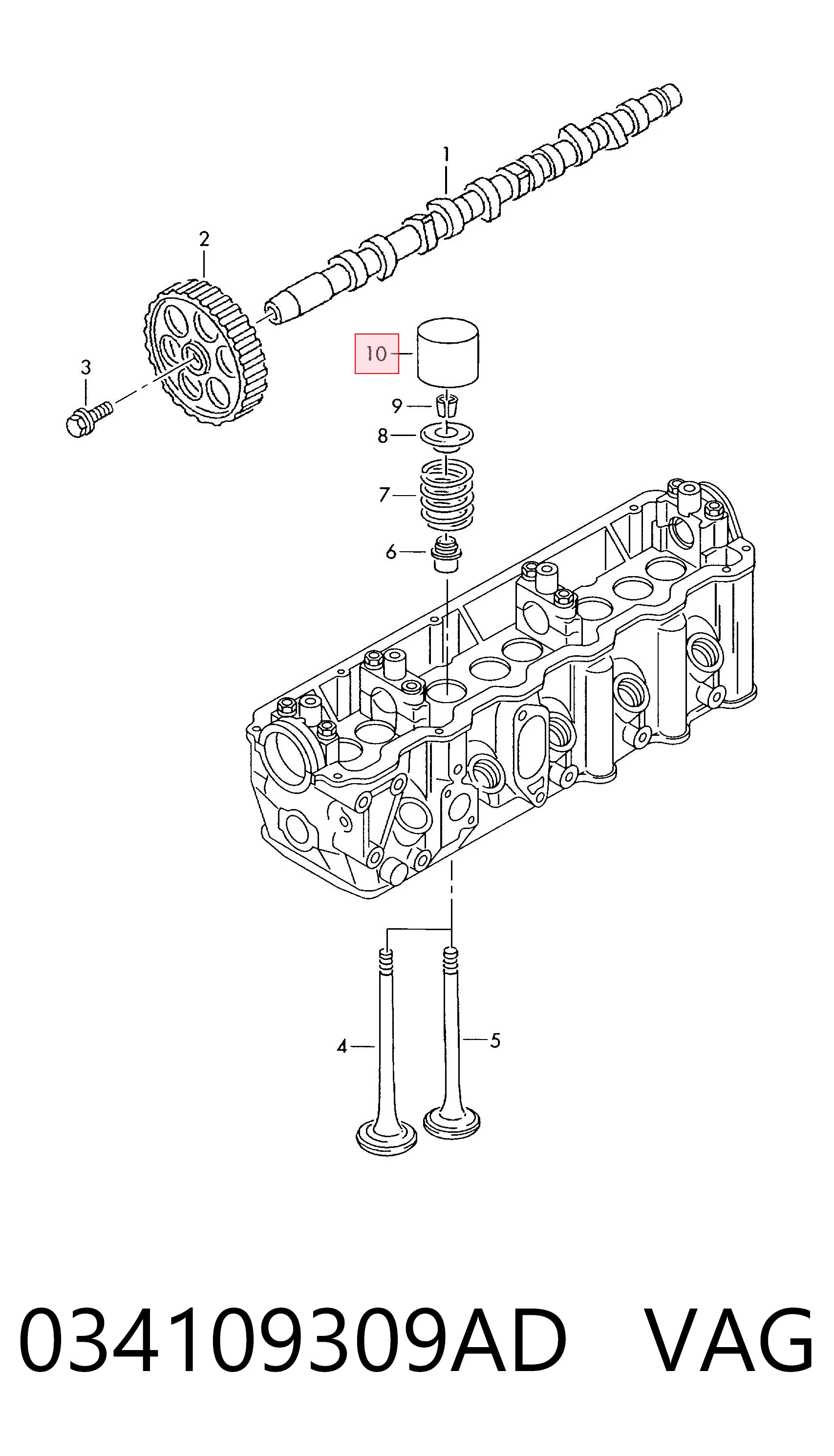 034109309AD VAG Kompensator hydrauliczny (popychacz hydrauliczny), popychacz zaworu