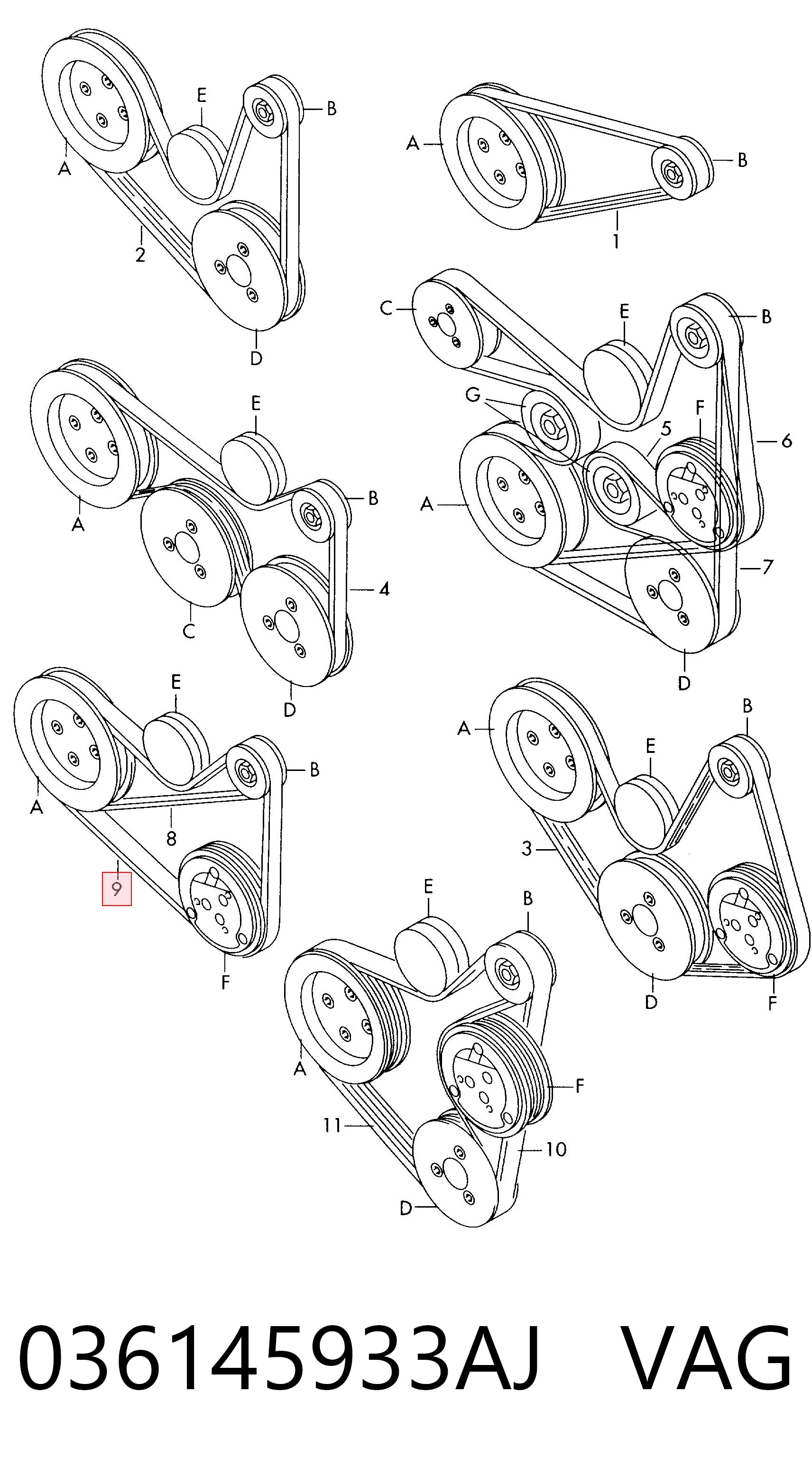 Pas napędowy mechanizmów VAG 036145933AJ cena, od 11,86 USD