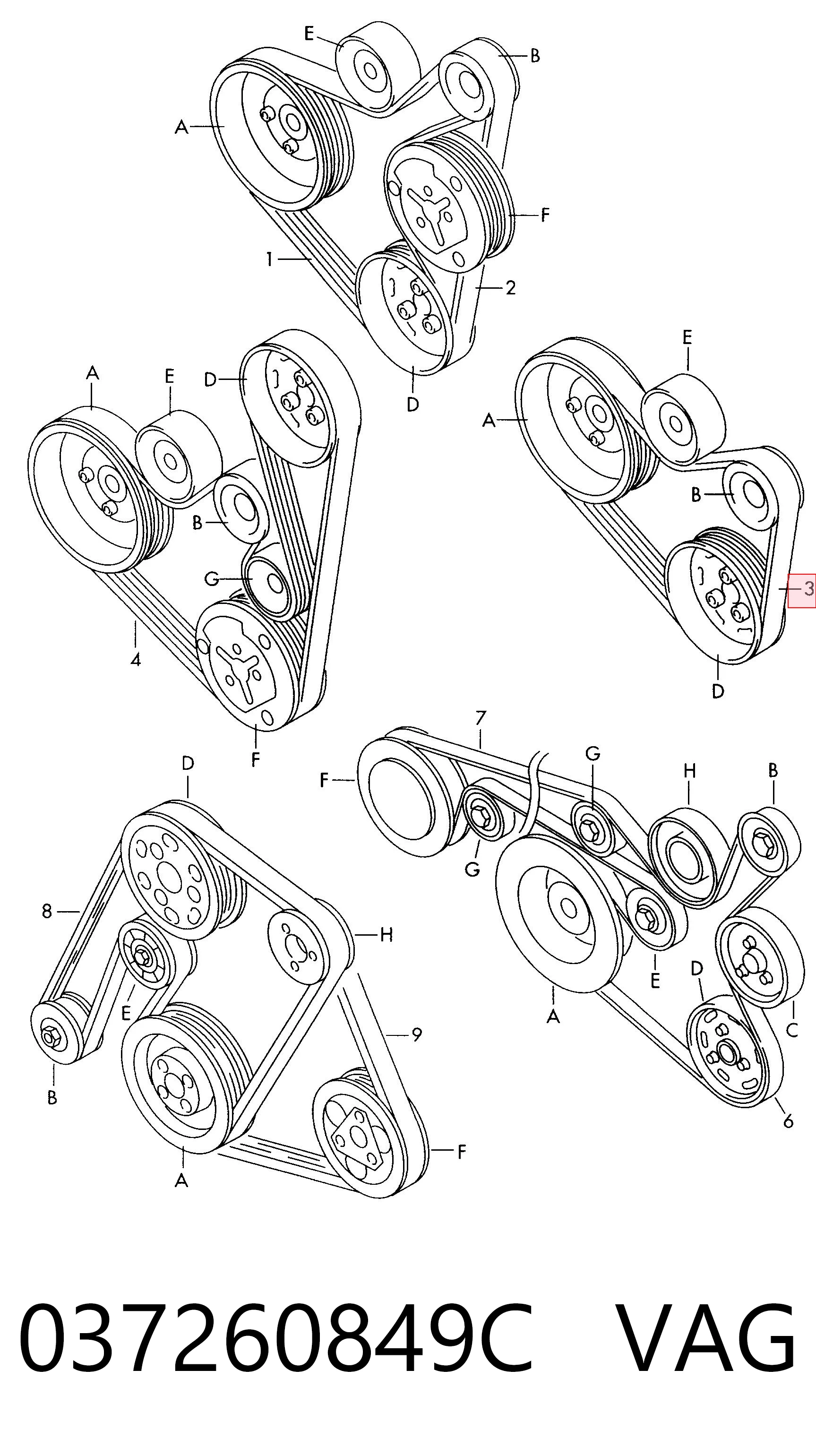 037260849C VAG Pas napędowy mechanizmów