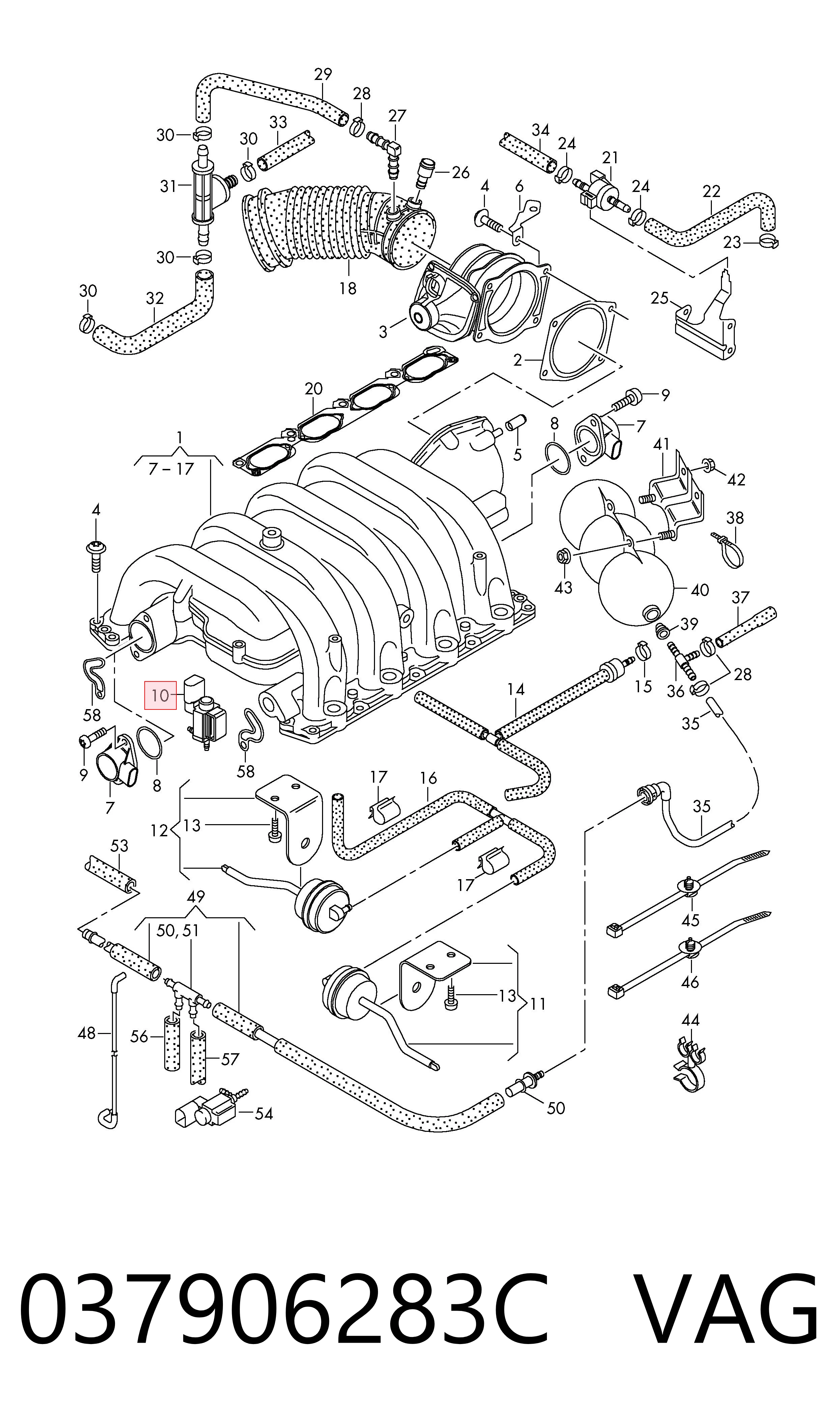 037906283C VAG Zawór-przełącznik regulatora klap kolektora ssącego