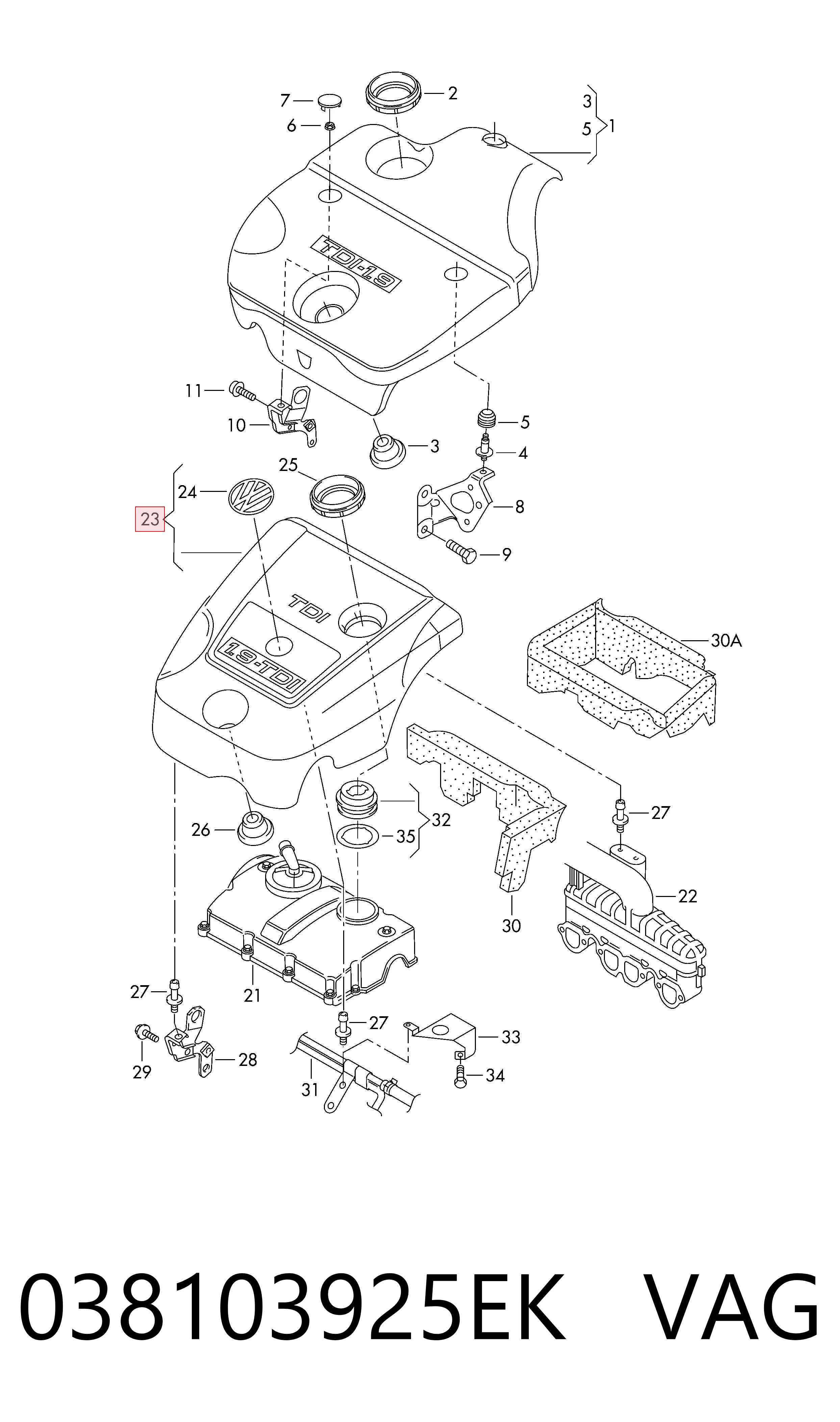 Pokrywa silnika dekoracyjna do Volkswagen Golf IV 1J1