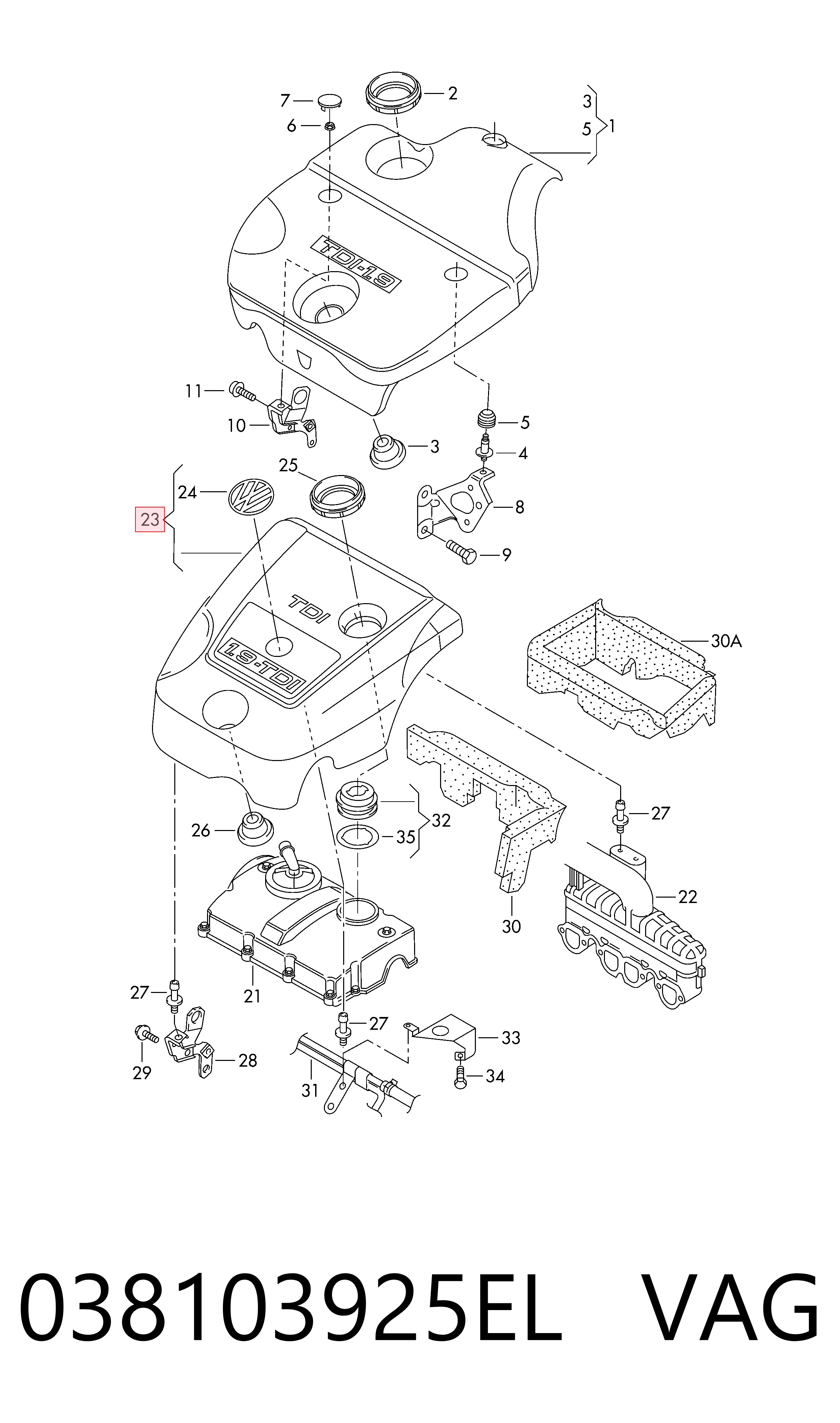 Pokrywa silnika dekoracyjna Volkswagen Golf IV hatchback (1J1) (1997 - 2008) cena, od 67,66 USD